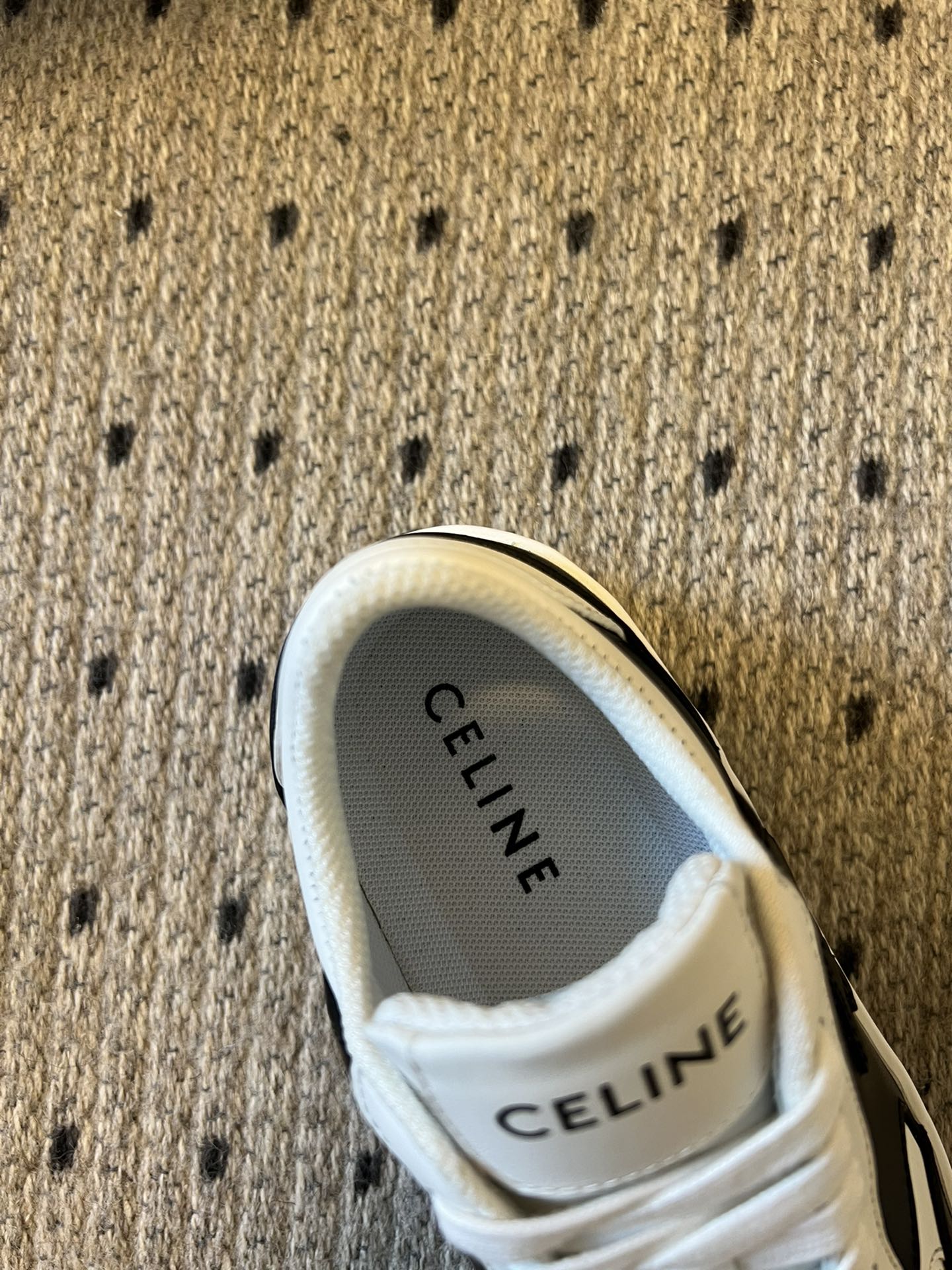 BLOCK SNEAKER WITH TRIOMPHE IN WHITE MIX BLACK CALFSKIN - 35