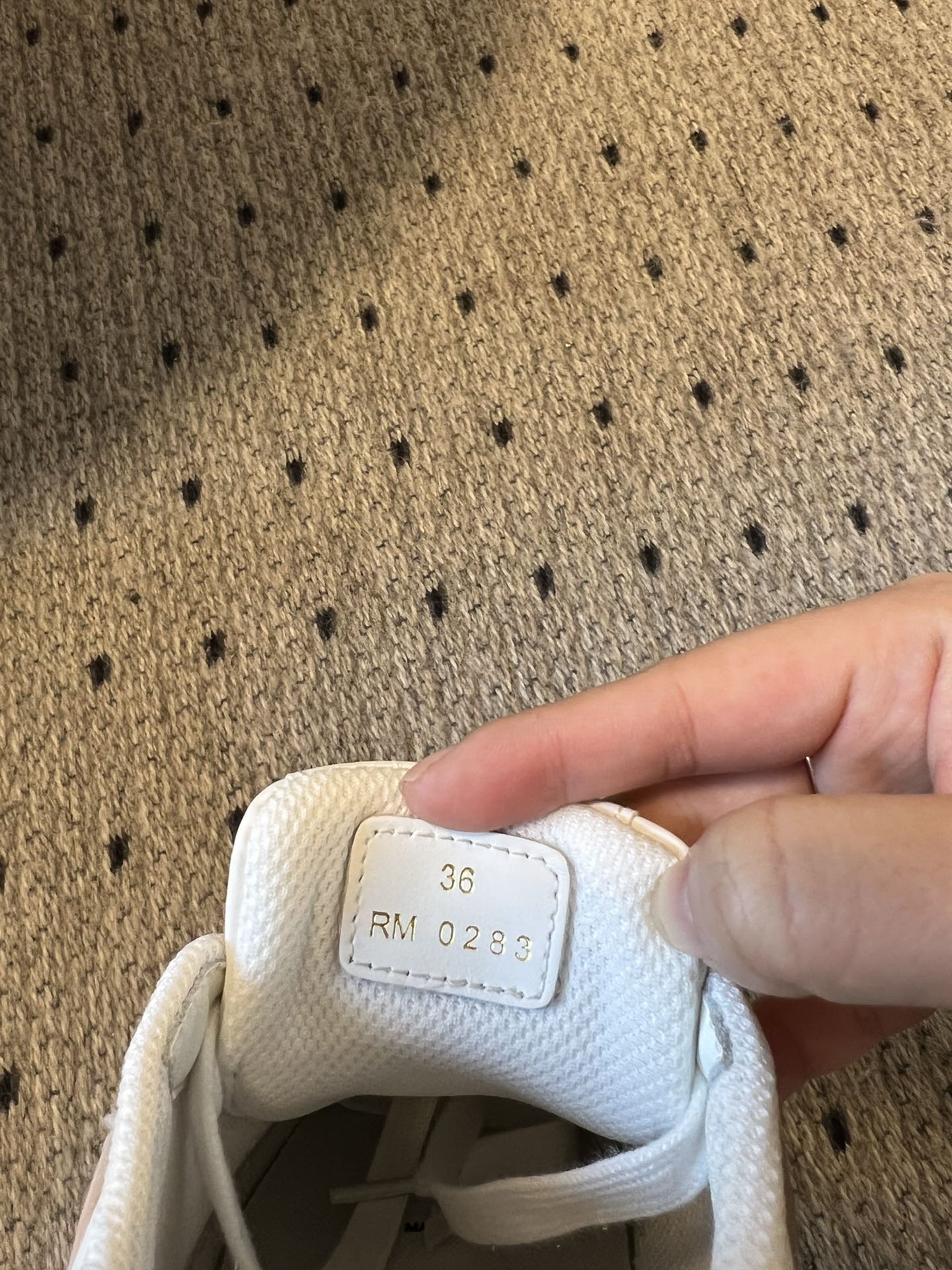 BLOCK SNEAKER WITH TRIOMPHE IN WHITE MIX SAND BROWN CALFSKIN - 35