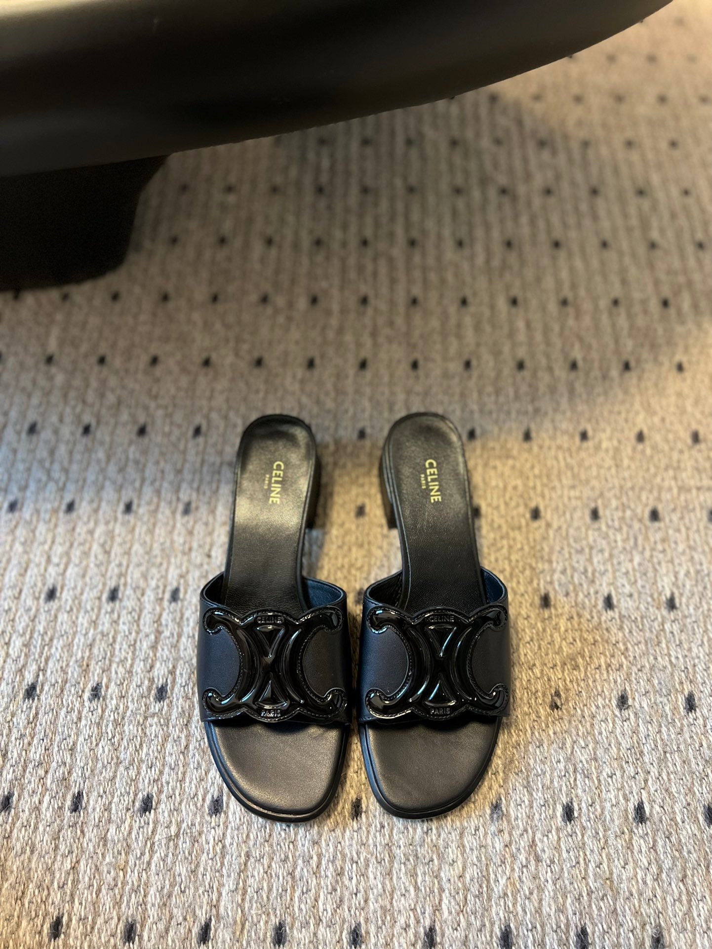 CLEMENCE MULE IN BLACK LAMBSKIN AND PATENT CALFSKIN - 35