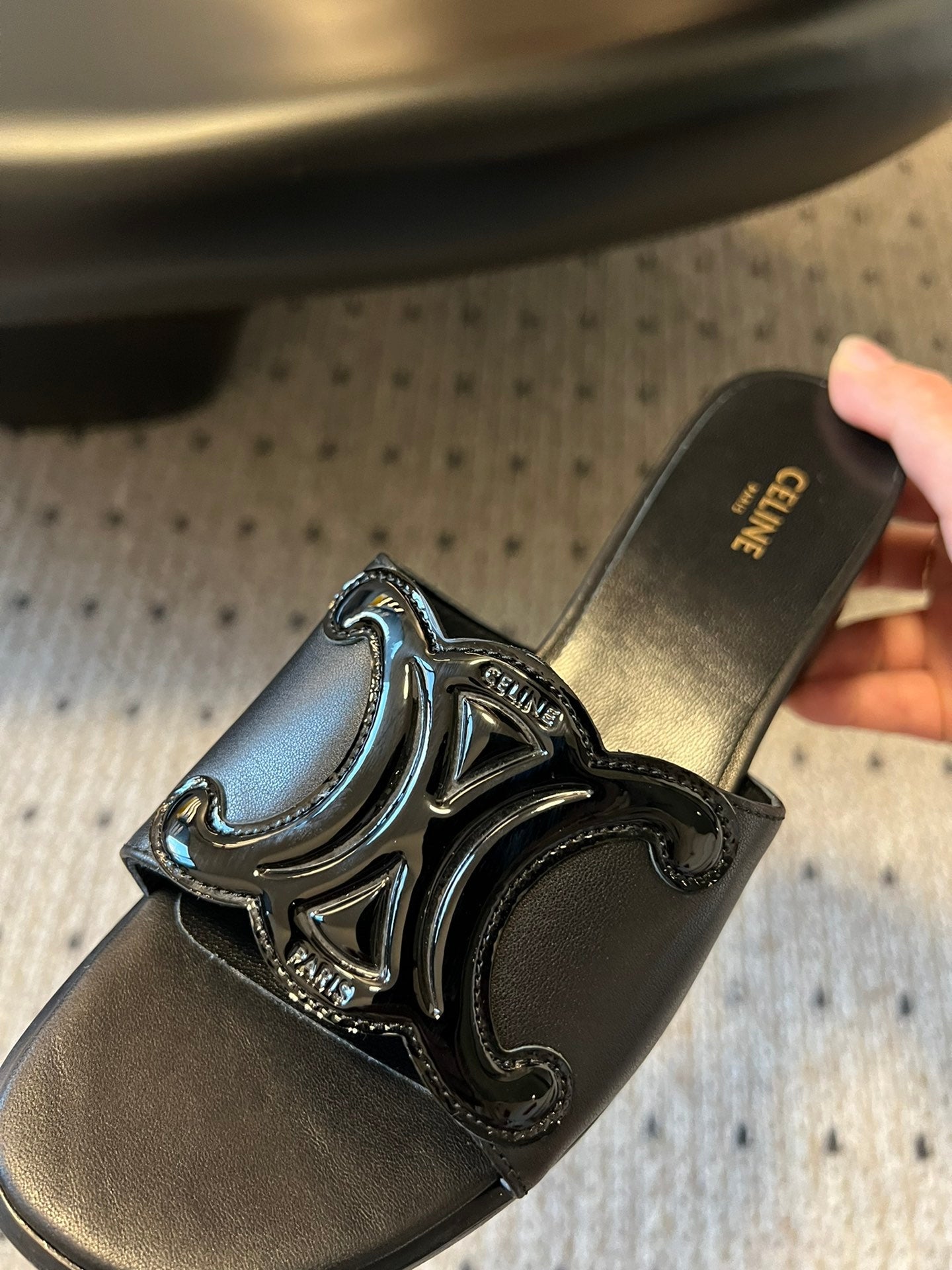 CLEMENCE MULE IN BLACK LAMBSKIN AND PATENT CALFSKIN - 35