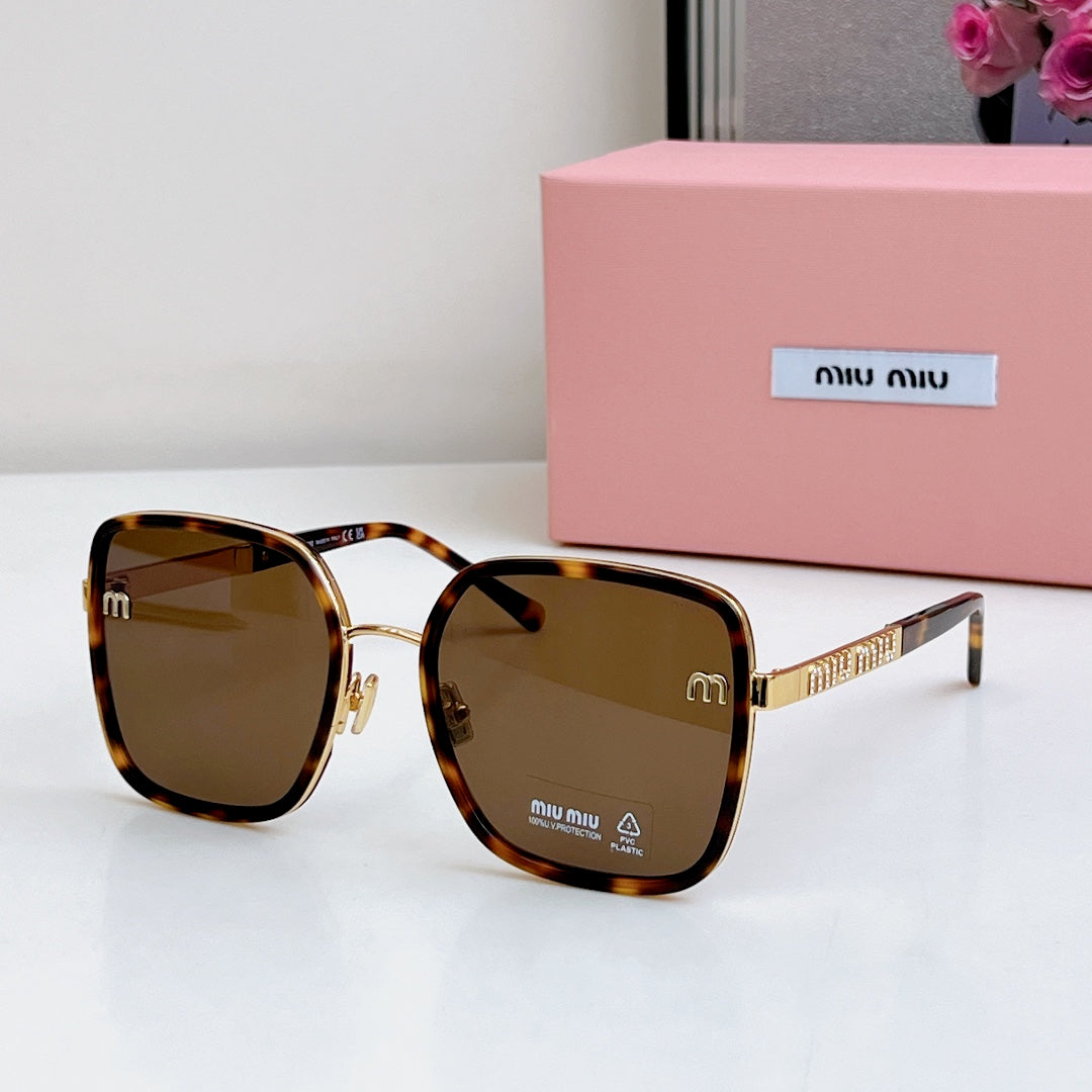 LOGO SQUARE SUNGLASSES 𝘚𝘔𝘜08𝘚 IN METAL - Havana/Brown