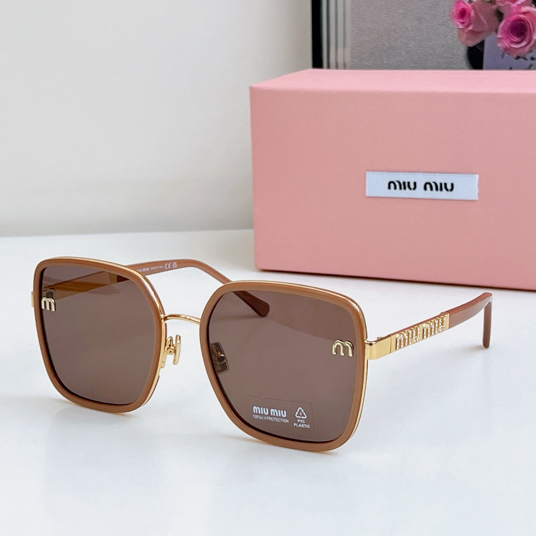 LOGO SQUARE SUNGLASSES 𝘚𝘔𝘜08𝘚 IN METAL - Havana/Brown