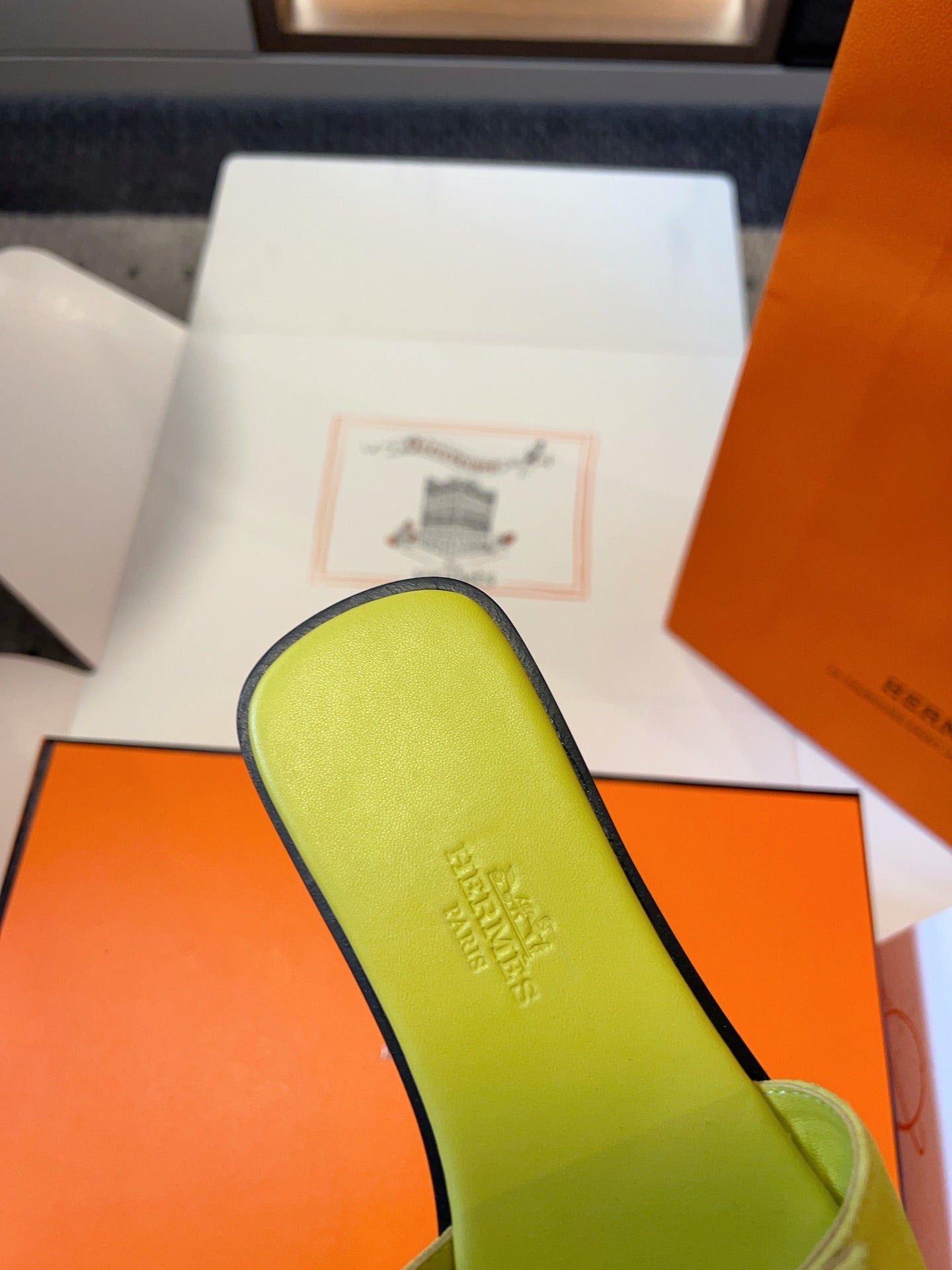 GIULIA FLAT SANDAL IN NEON YELLOW SUEDE - 35