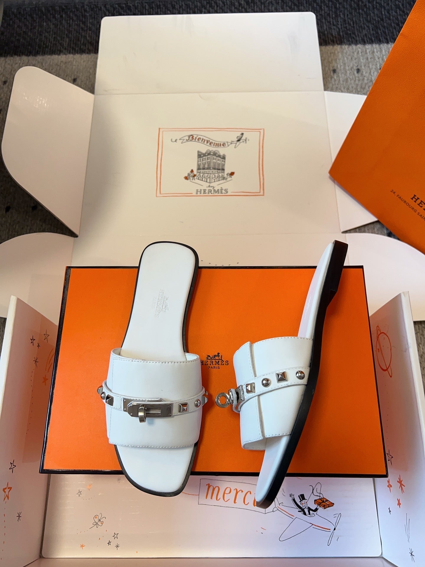 GIULIA FLAT SANDAL IN WHITE CALFSKIN - 35