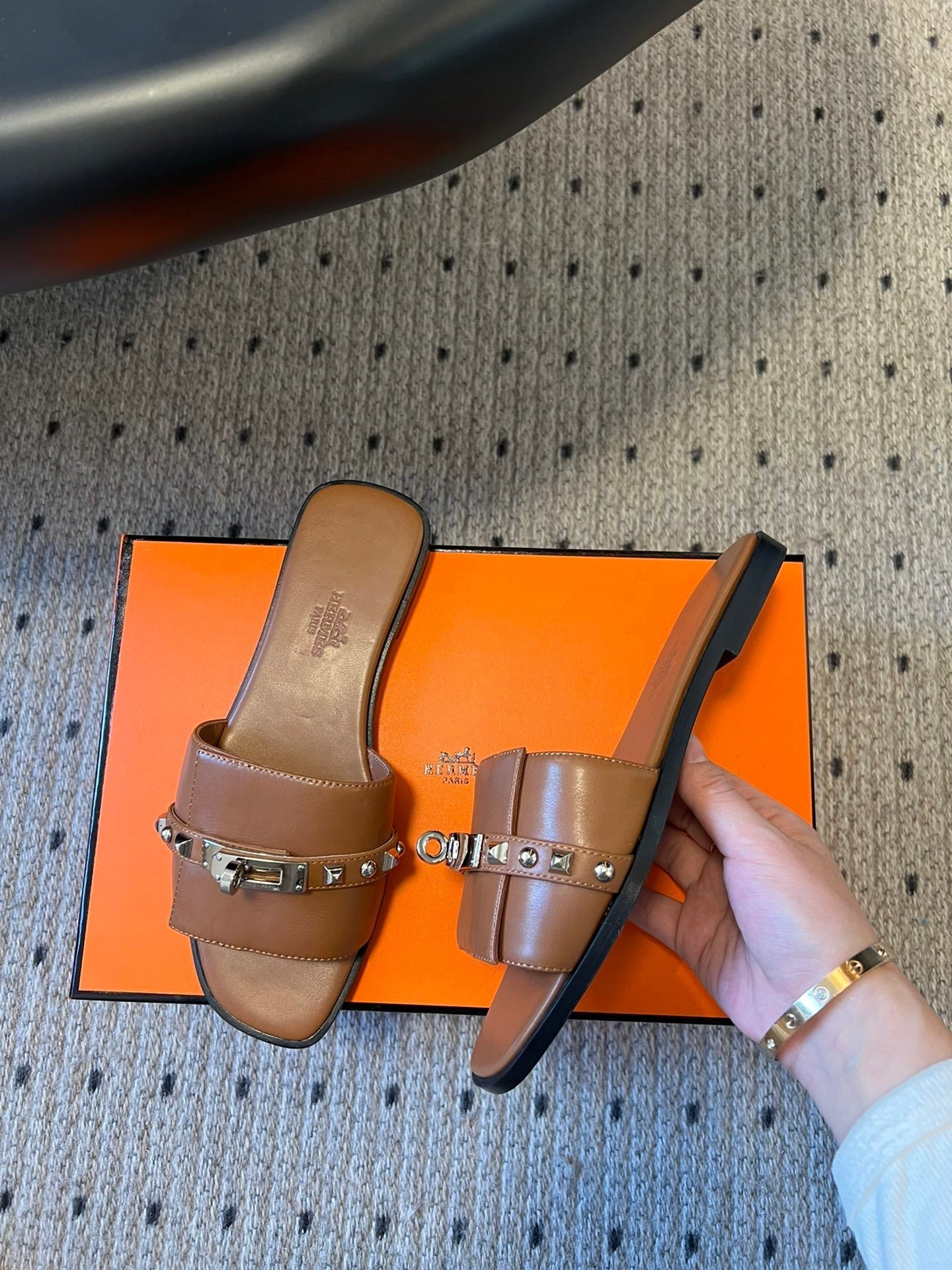 GIULIA FLAT SANDAL IN BRONZE BROWN CALFSKIN - 35
