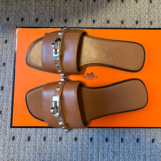 GIULIA FLAT SANDAL IN BRONZE BROWN CALFSKIN - 35