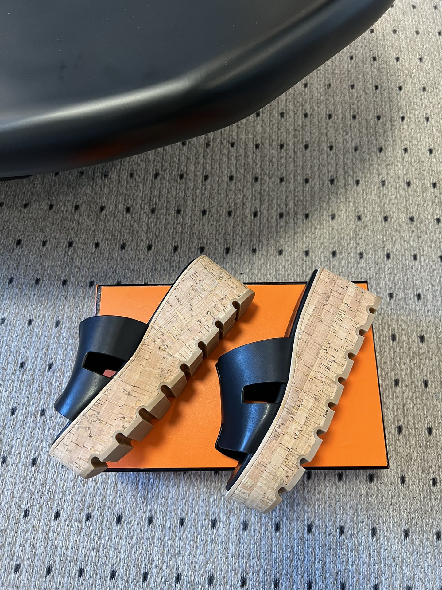 EZE SANDAL PLATFORM 85 MM IN BLACK CALFSKIN - 35