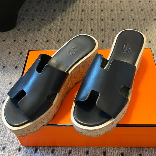 EZE SANDAL PLATFORM 85 MM IN BLACK CALFSKIN - 35
