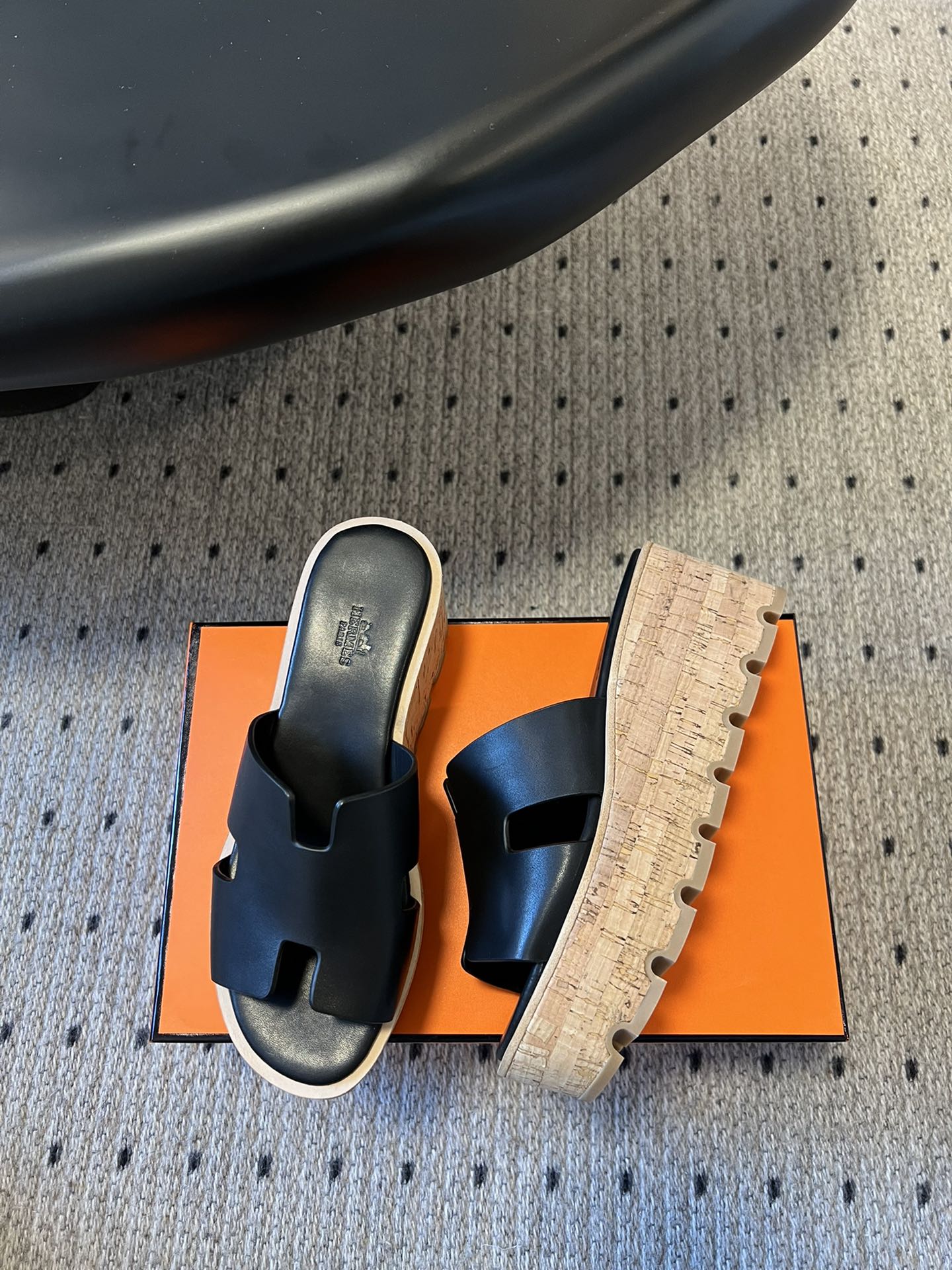 EZE SANDAL PLATFORM 85 MM IN BLACK CALFSKIN - 35
