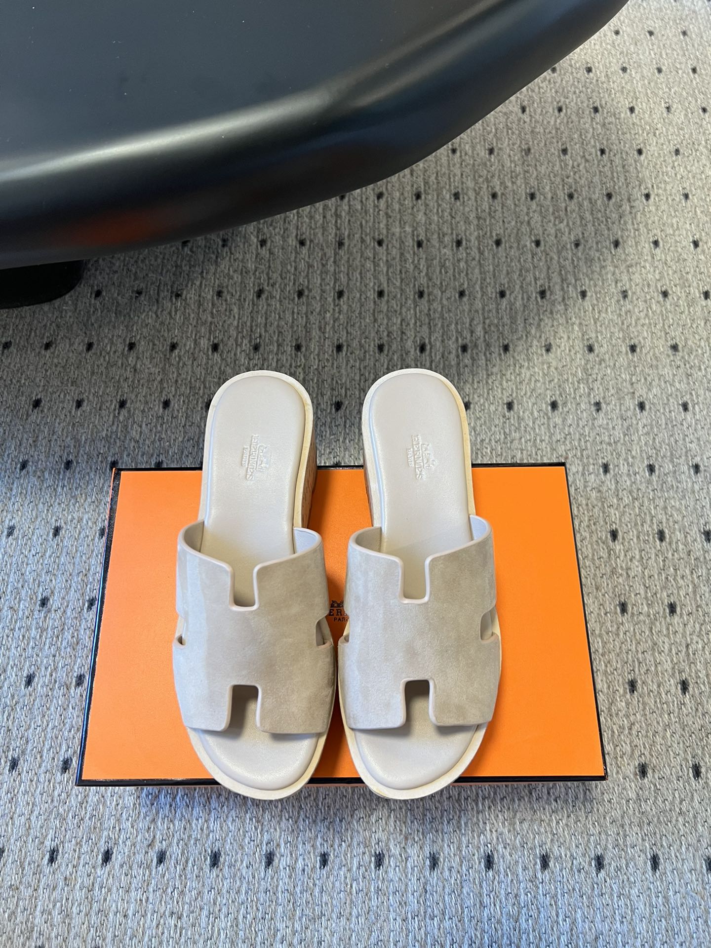 EZE SANDAL PLATFORM 85 MM IN PALE GRAY SUEDE - 35