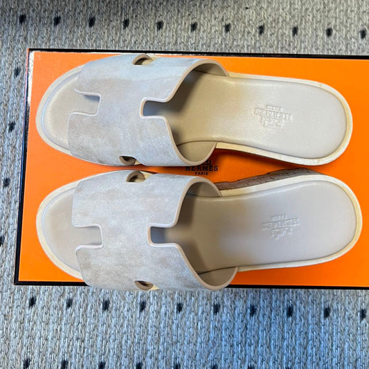 EZE SANDAL PLATFORM 85 MM IN PALE GRAY SUEDE - 35