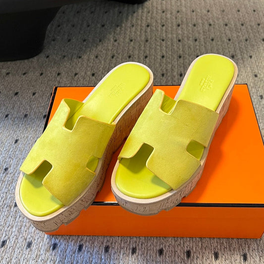 EZE SANDAL 85 MM IN NEON YELLOW CALFSKIN - 35