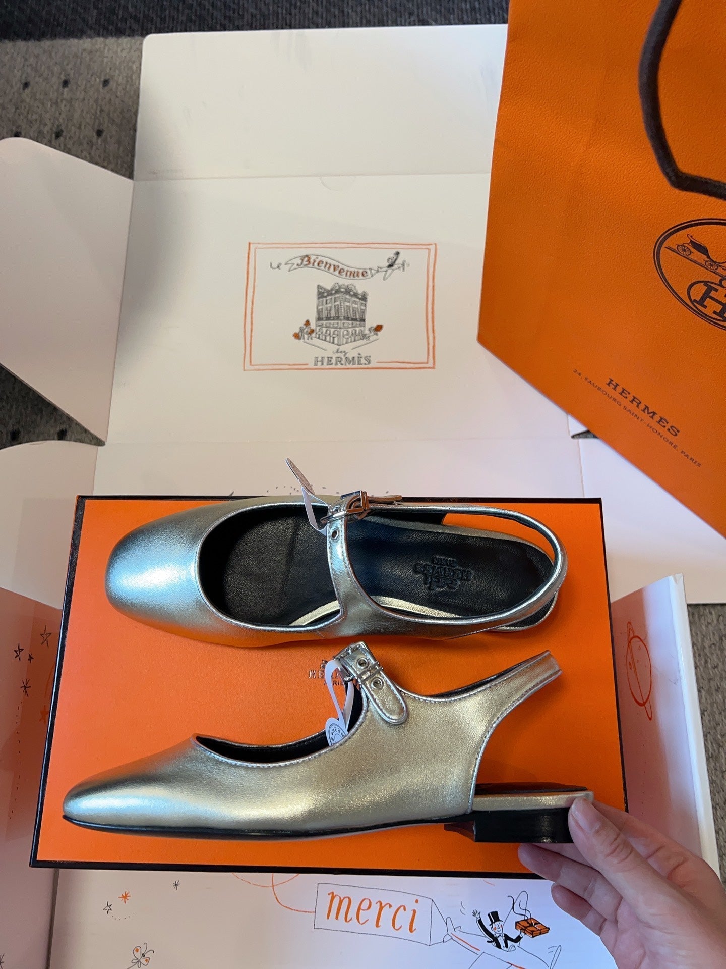KLEO SLINGBACK IN SILVER CALFSKIN - 35