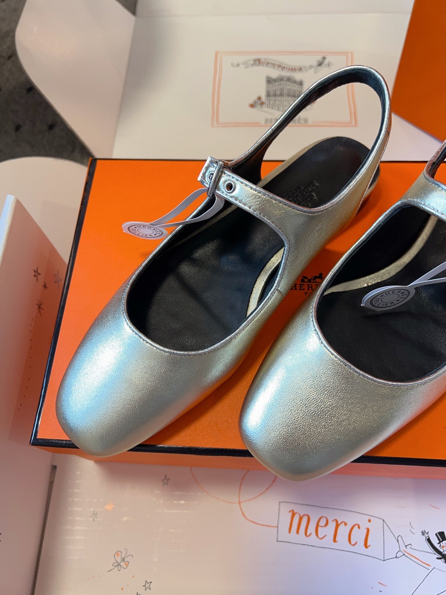 KLEO SLINGBACK IN SILVER CALFSKIN - 35