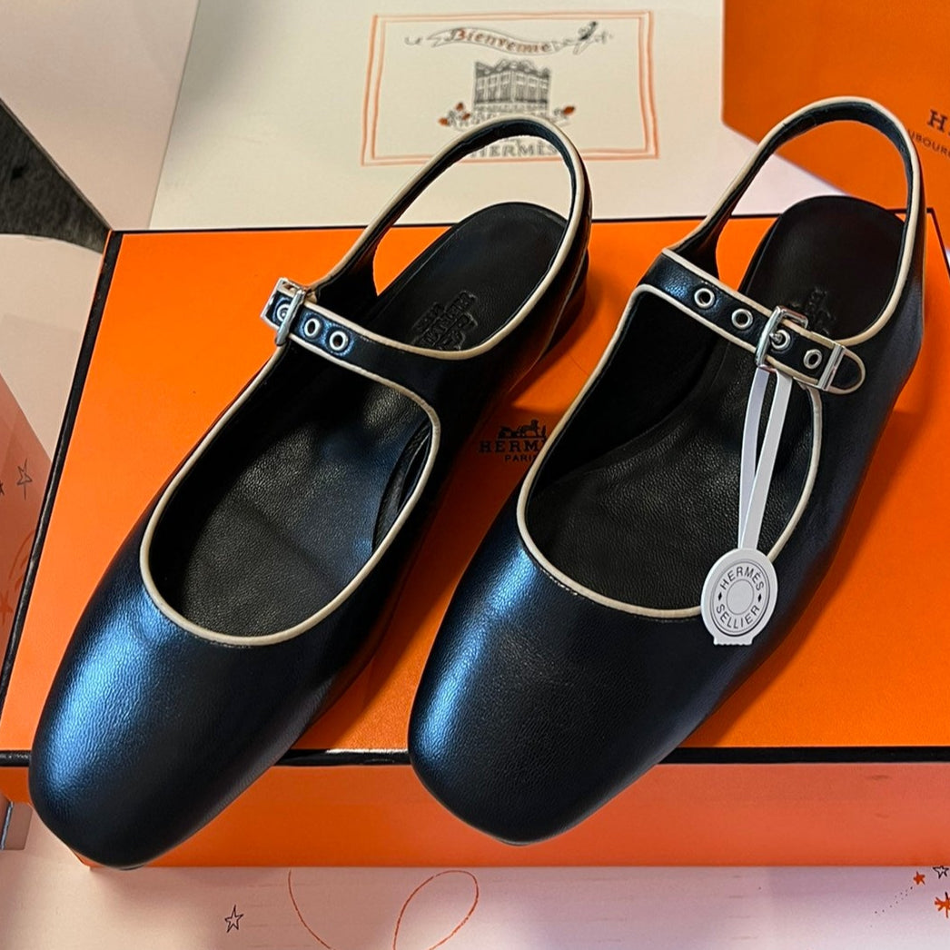 KLEO SLINGBACK IN BLACK CALFSKIN - 35