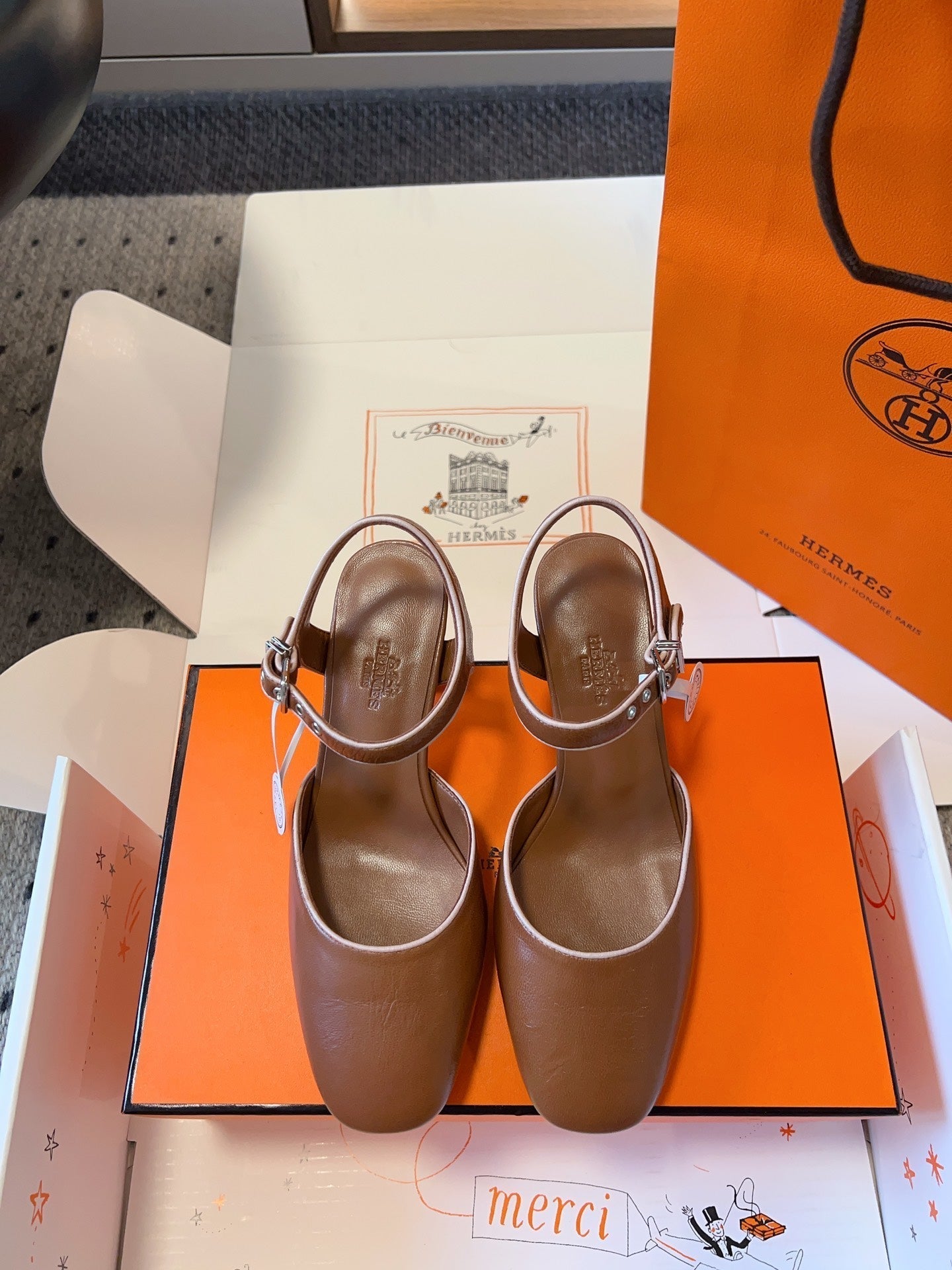 KLEO HIGH SLINGBACK IN BRONZE BROWN CALFSKIN - 35