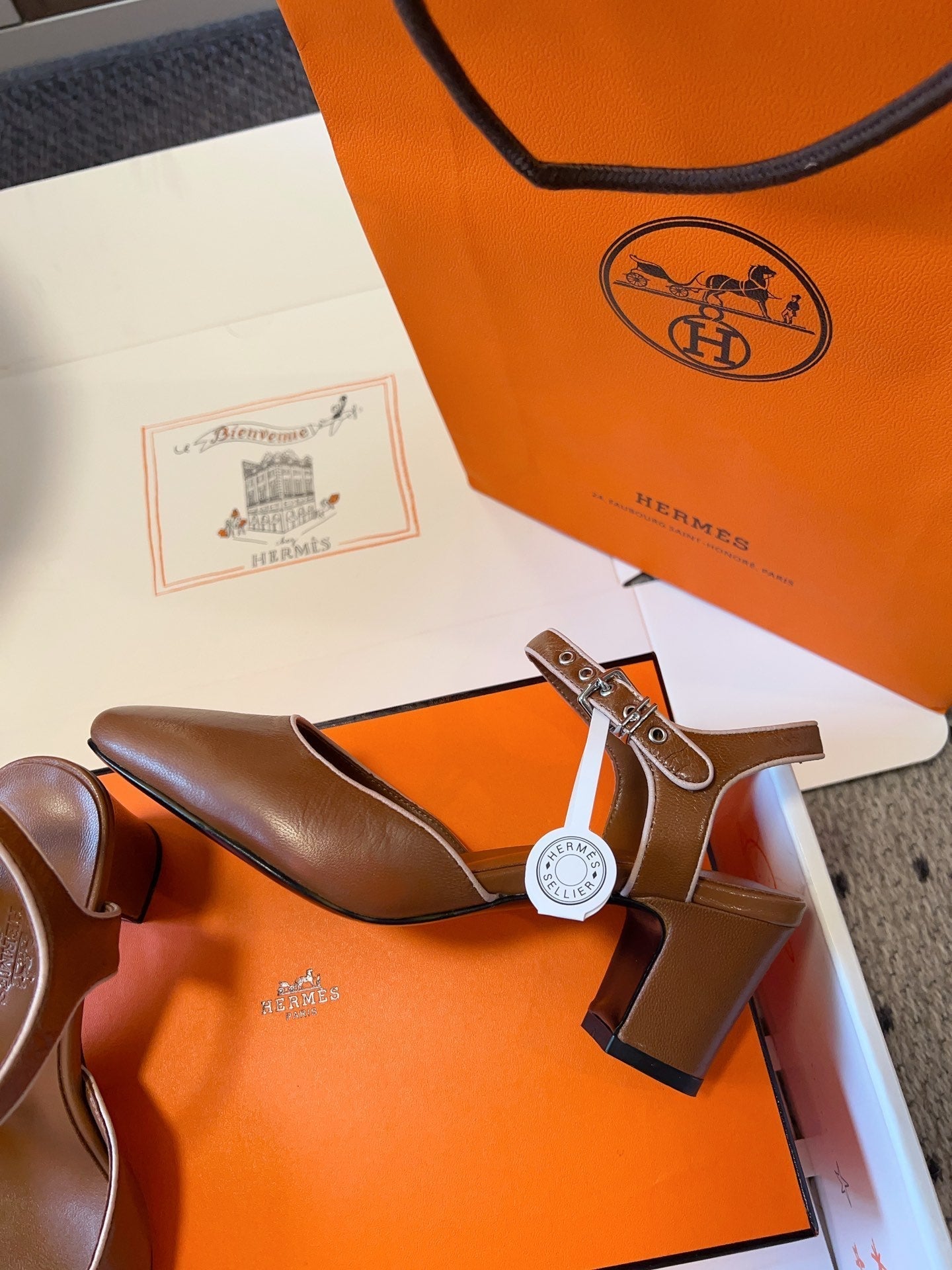 KLEO HIGH SLINGBACK IN BRONZE BROWN CALFSKIN - 35