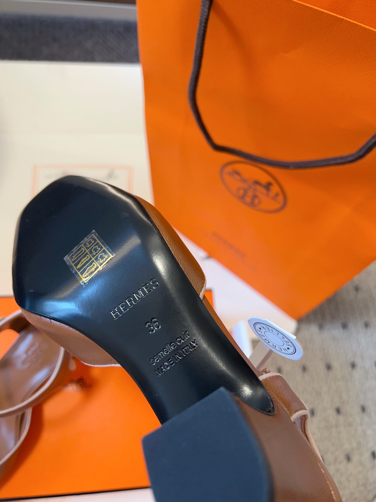 KLEO HIGH SLINGBACK IN BRONZE BROWN CALFSKIN - 35