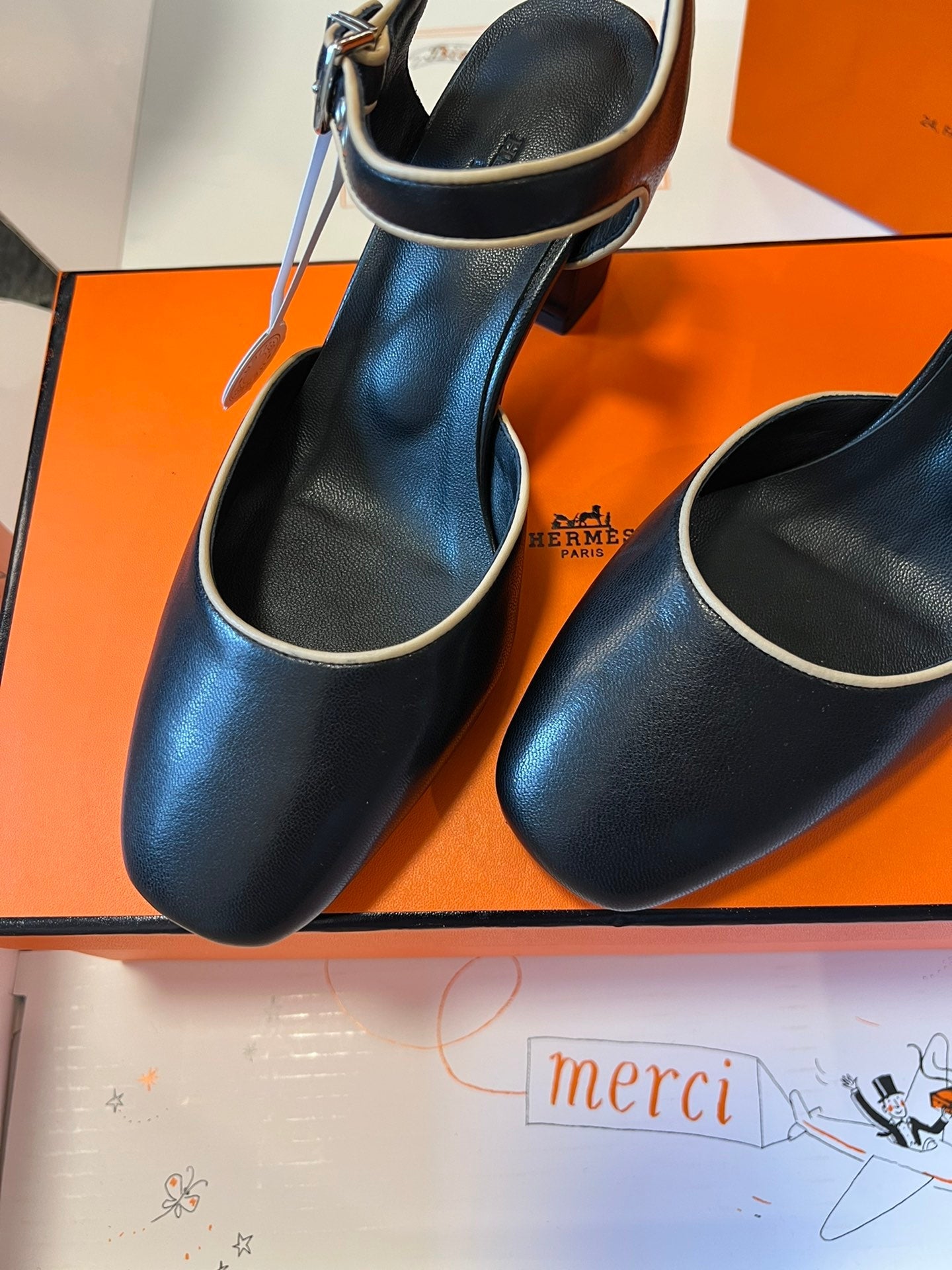 KLEO HIGH SLINGBACK IN BLACK CALFSKIN - 35