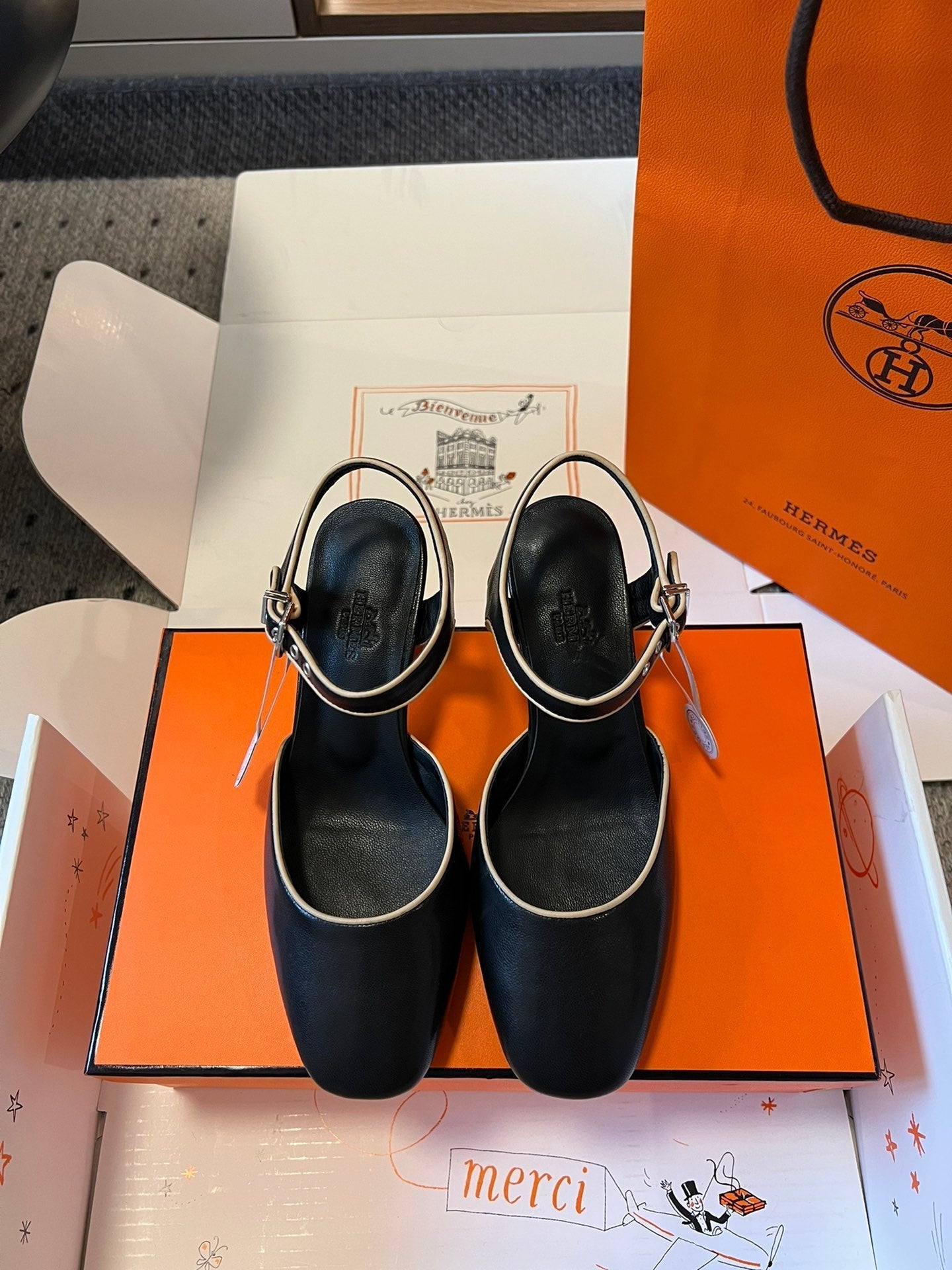 KLEO HIGH SLINGBACK IN BLACK CALFSKIN - 35