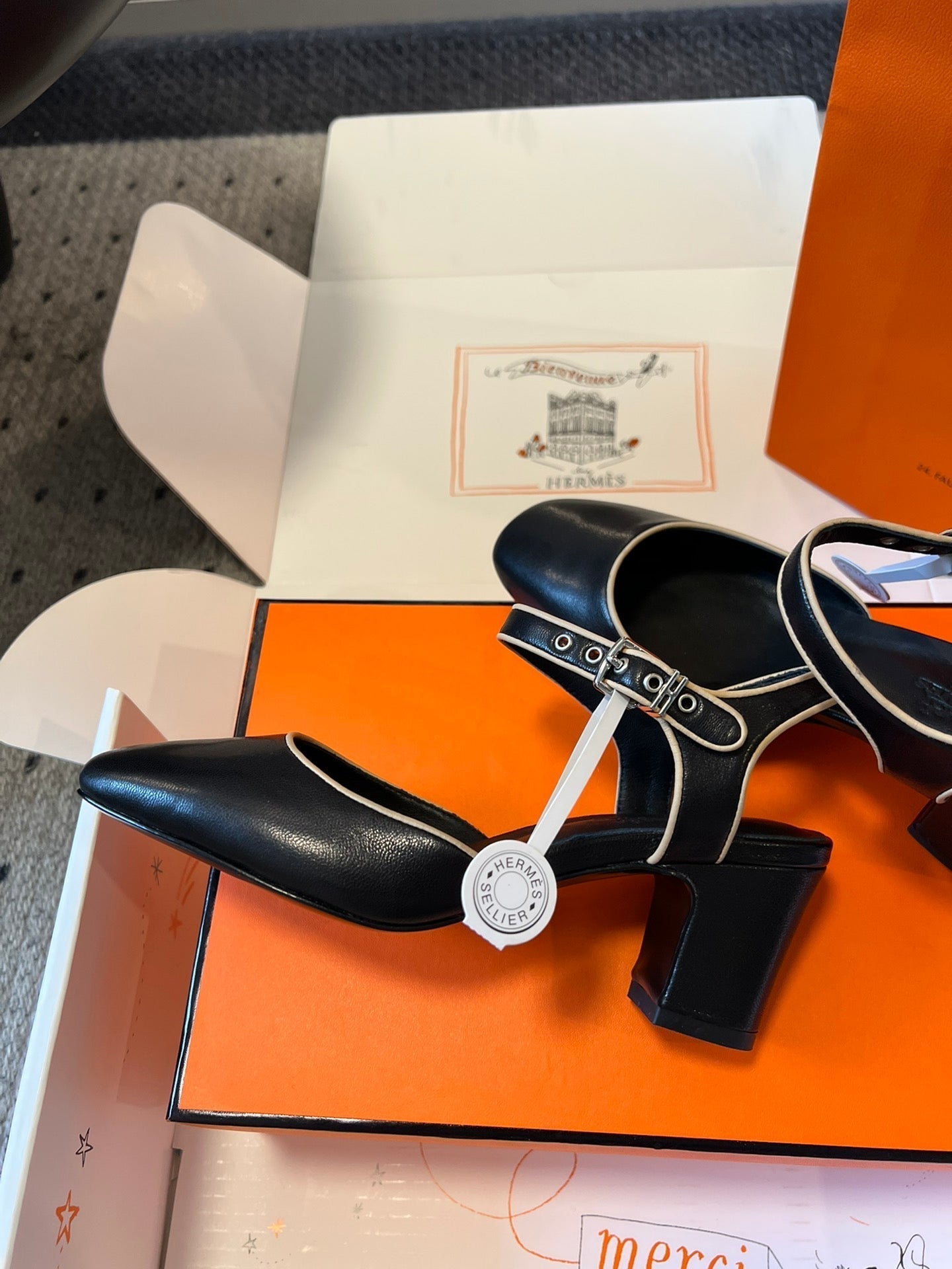 KLEO HIGH SLINGBACK IN BLACK CALFSKIN - 35