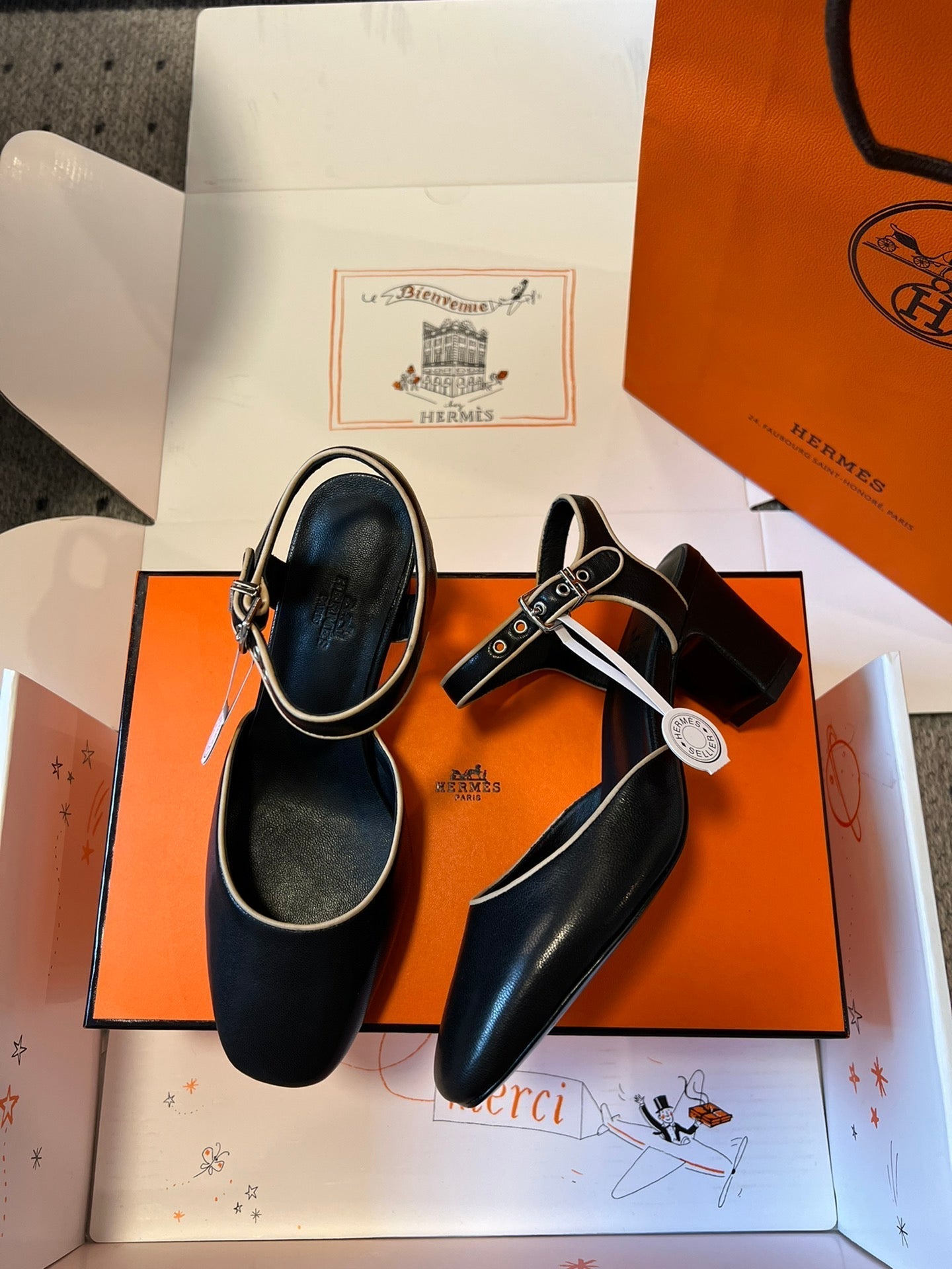 KLEO HIGH SLINGBACK IN BLACK CALFSKIN - 35
