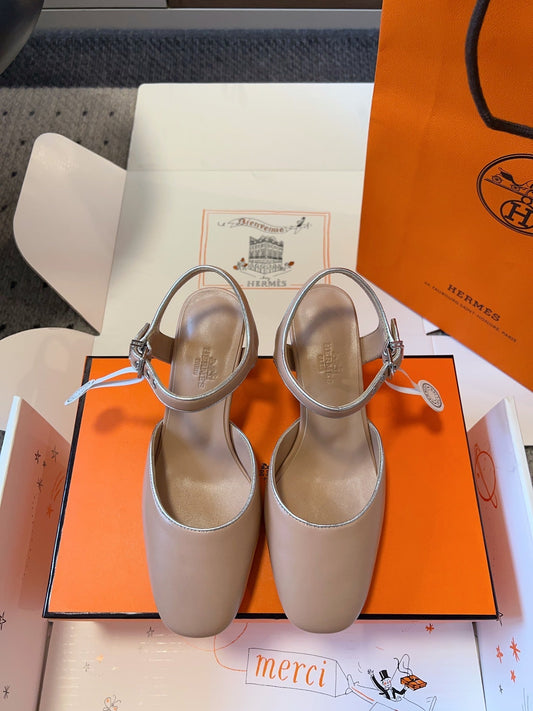 KLEO HIGH SLINGBACK IN CREPE PINK CALFSKIN - 35