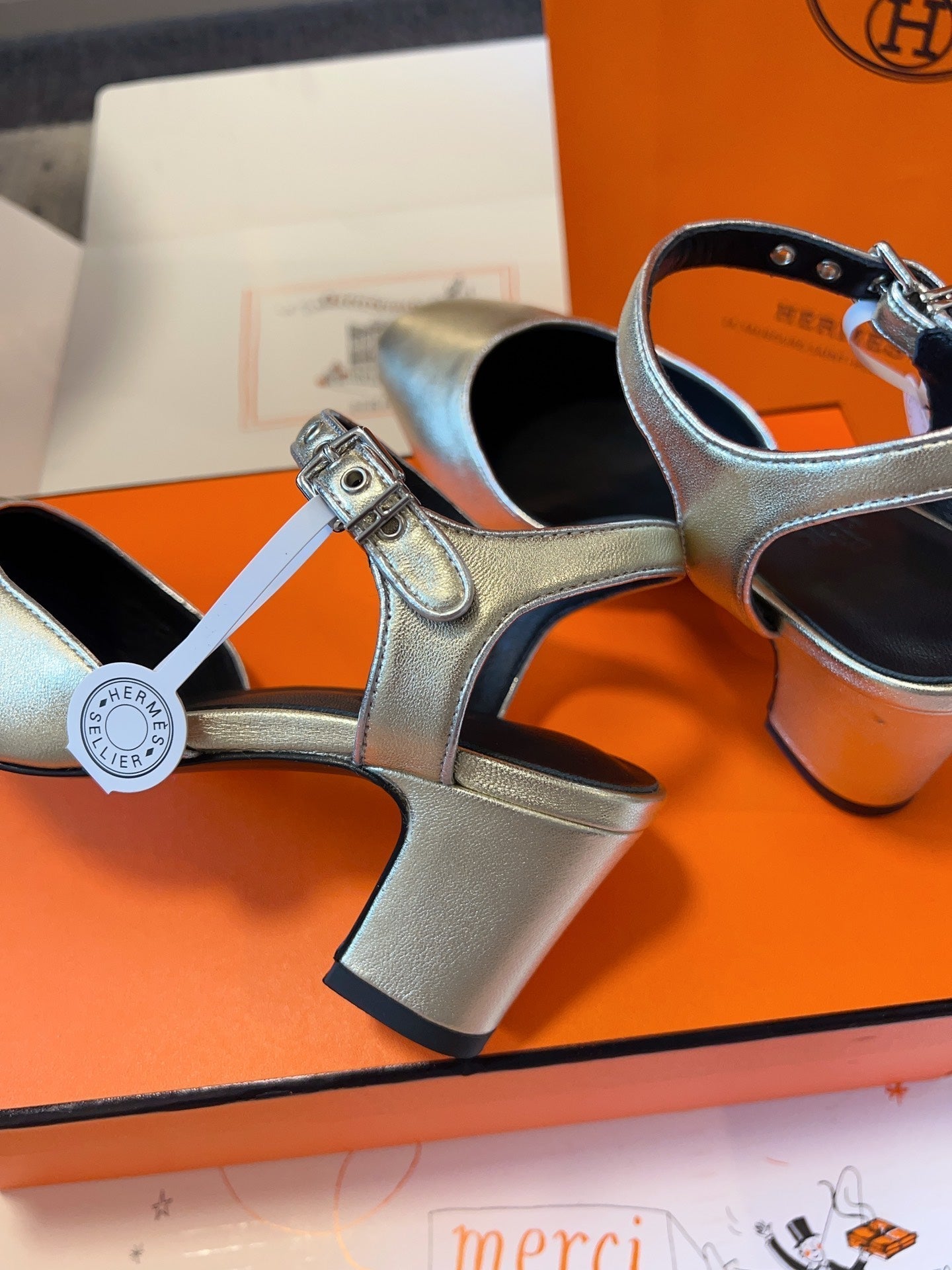 KLEO HIGH SLINGBACK IN SILVER CALFSKIN - 35