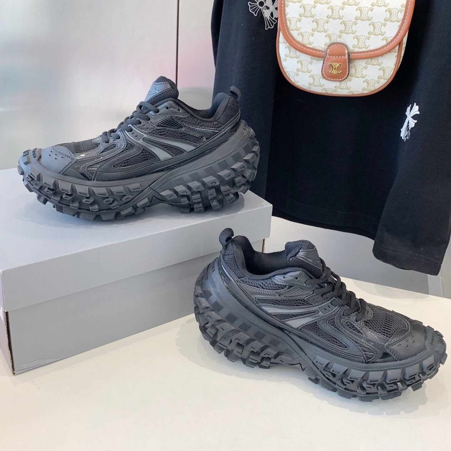 CHUNKY SNEAKERS IN BLACK POLYURETHANE, POLYESTER AND NYLON - 35