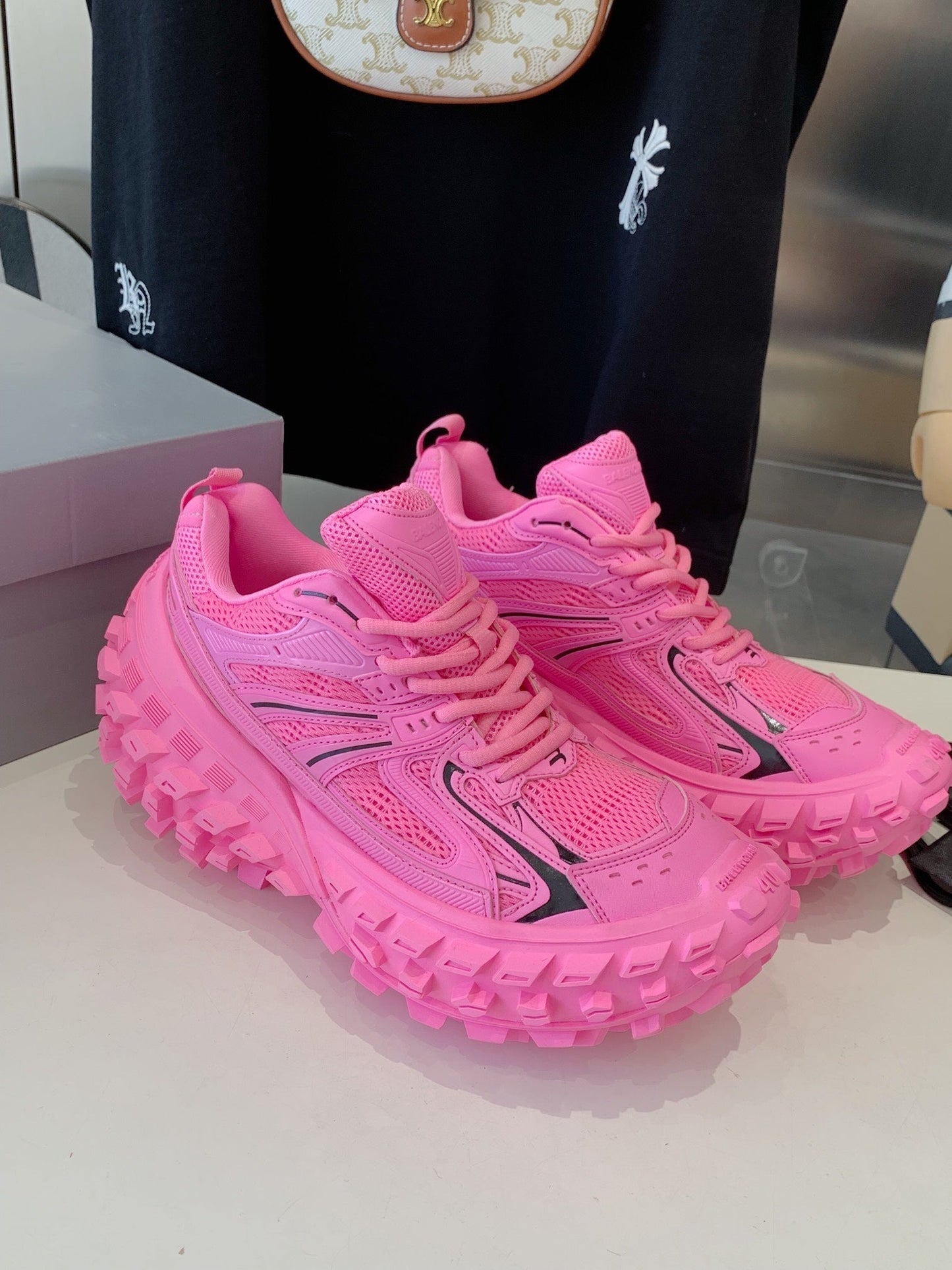 CHUNKY SNEAKERS IN PINK MIX BLACK POLYURETHANE, POLYESTER AND NYLON - 35