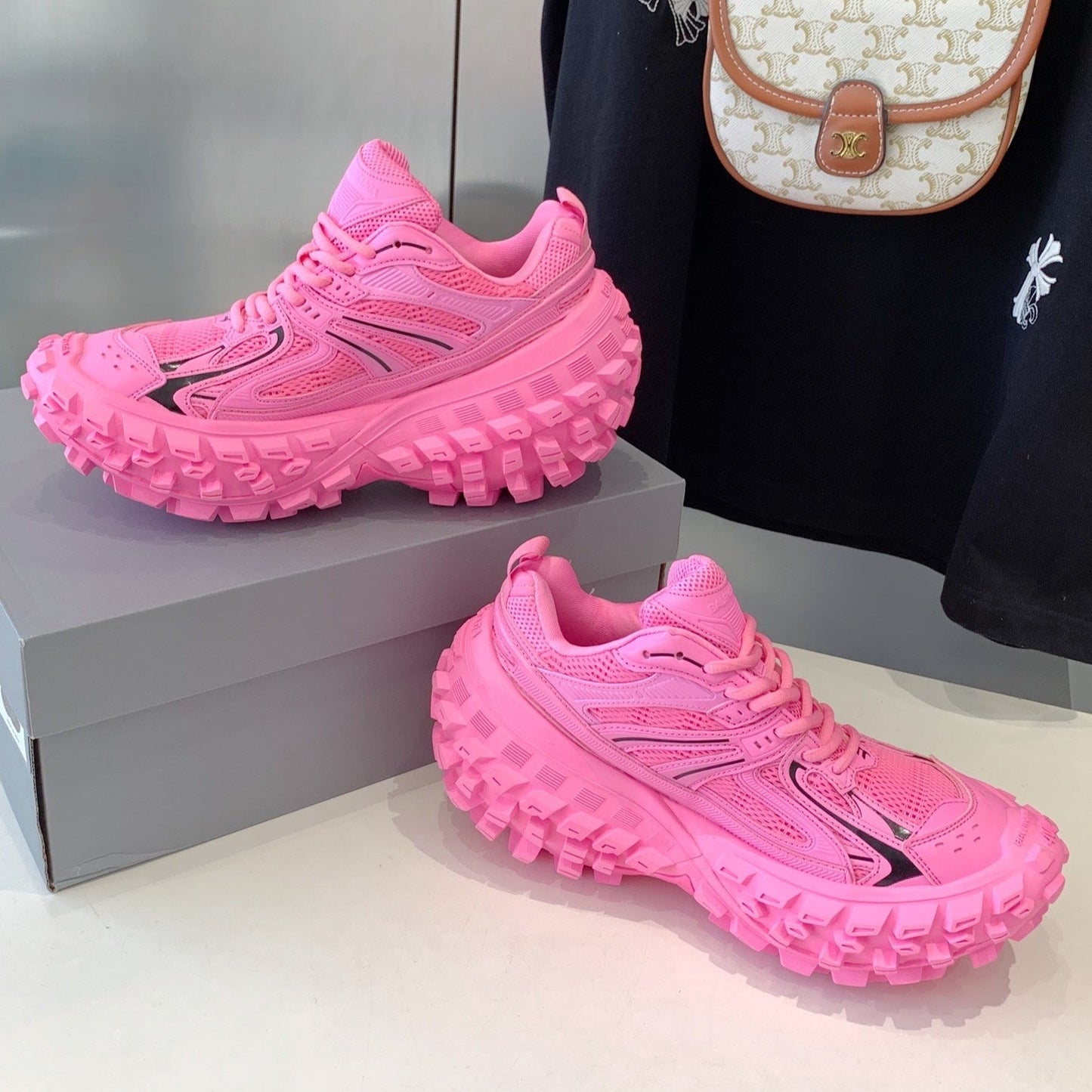 CHUNKY SNEAKERS IN PINK MIX BLACK POLYURETHANE, POLYESTER AND NYLON - 35