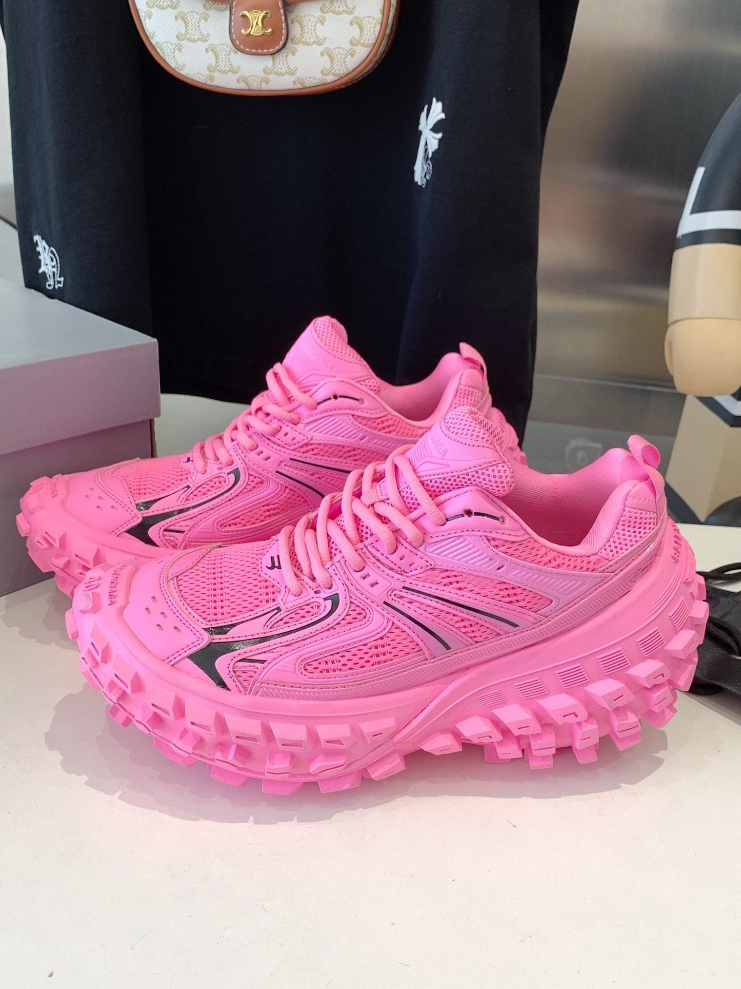 CHUNKY SNEAKERS IN PINK MIX BLACK POLYURETHANE, POLYESTER AND NYLON - 35