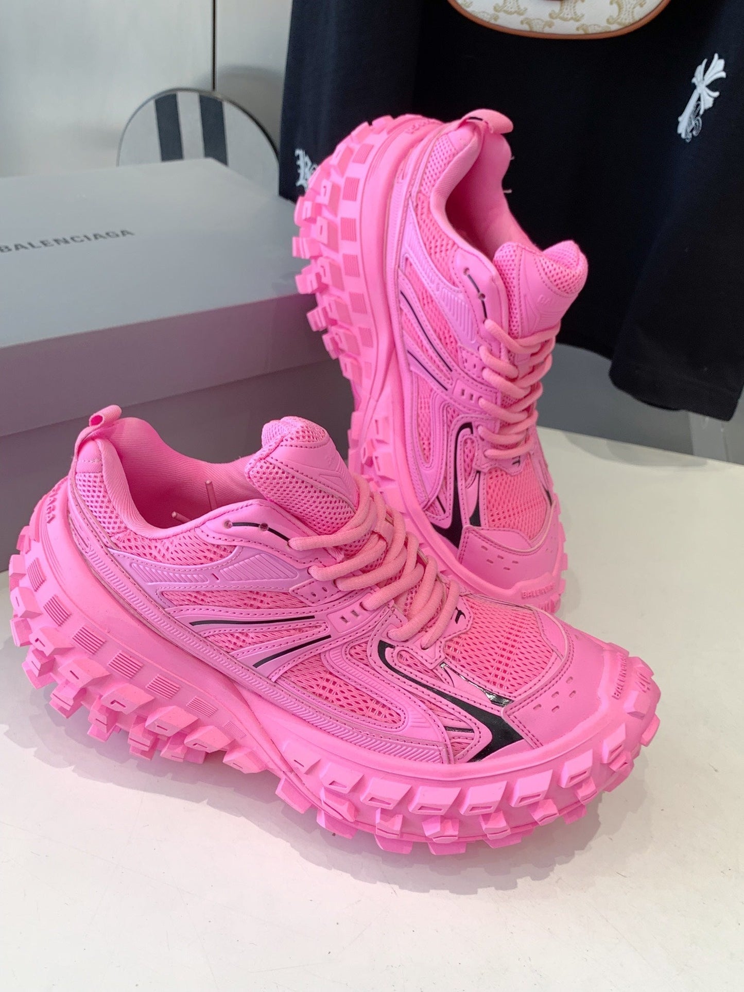 CHUNKY SNEAKERS IN PINK MIX BLACK POLYURETHANE, POLYESTER AND NYLON - 35