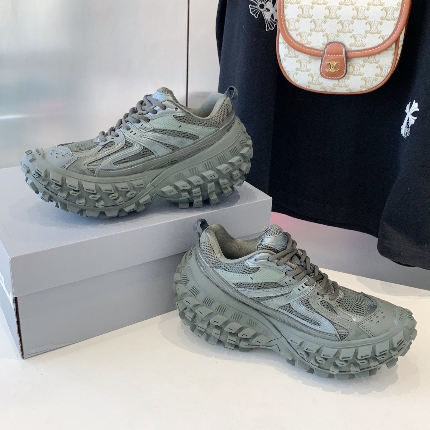 CHUNKY SNEAKERS IN MANTLE GRAY POLYURETHANE, POLYESTER AND NYLON - 35