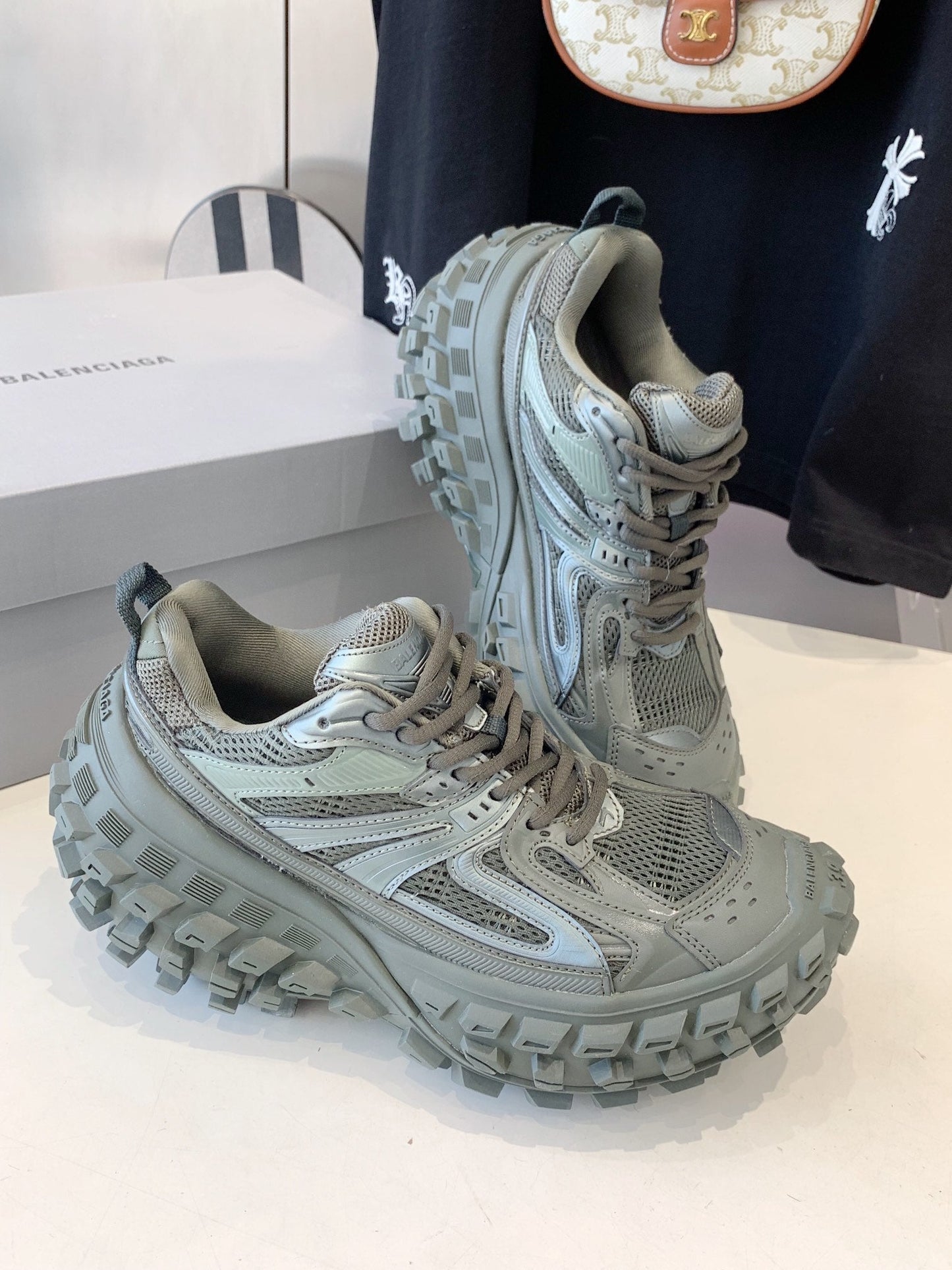 CHUNKY SNEAKERS IN MANTLE GRAY POLYURETHANE, POLYESTER AND NYLON - 35