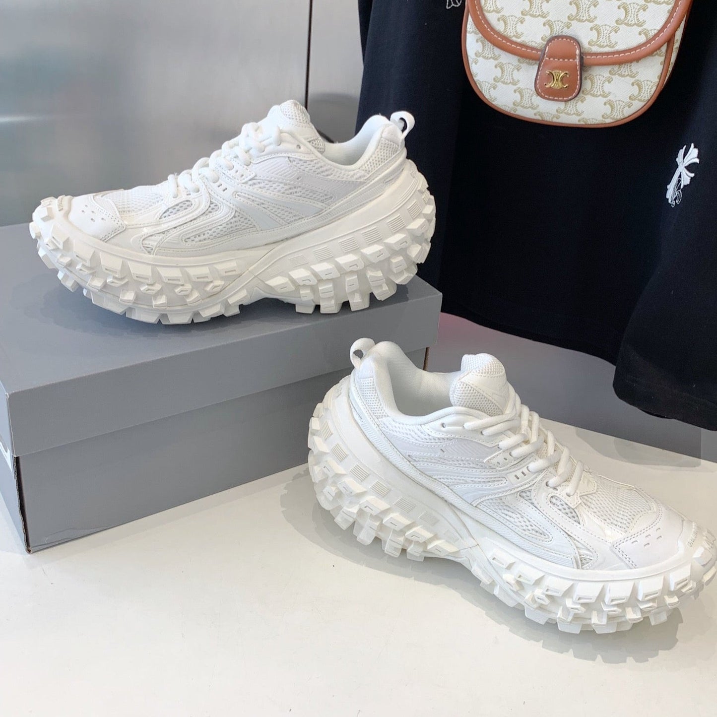 CHUNKY SNEAKERS IN WHITE POLYURETHANE, POLYESTER AND NYLON - 35