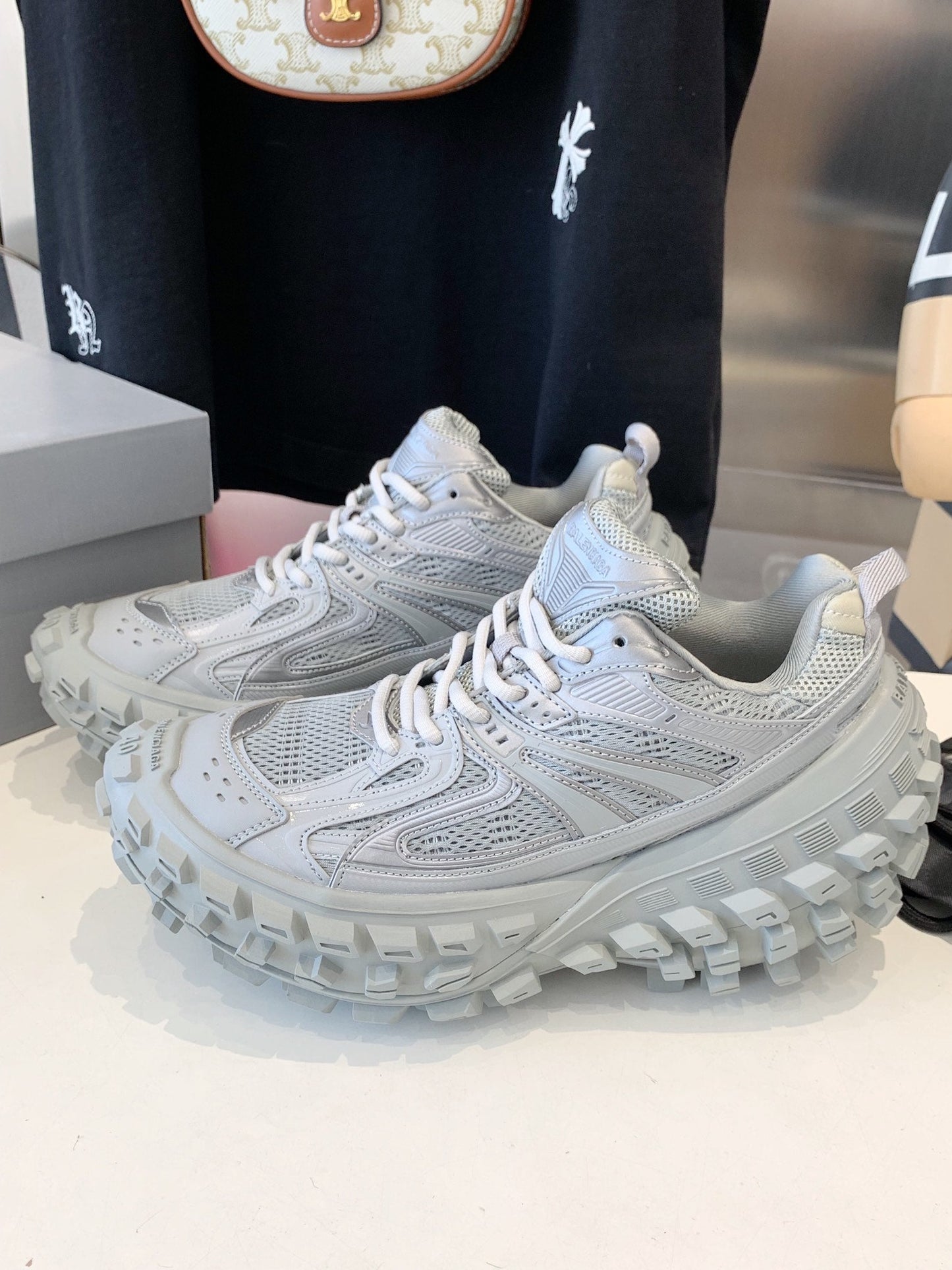 CHUNKY SNEAKERS IN BOMBAY GRAY POLYURETHANE, POLYESTER AND NYLON - 35