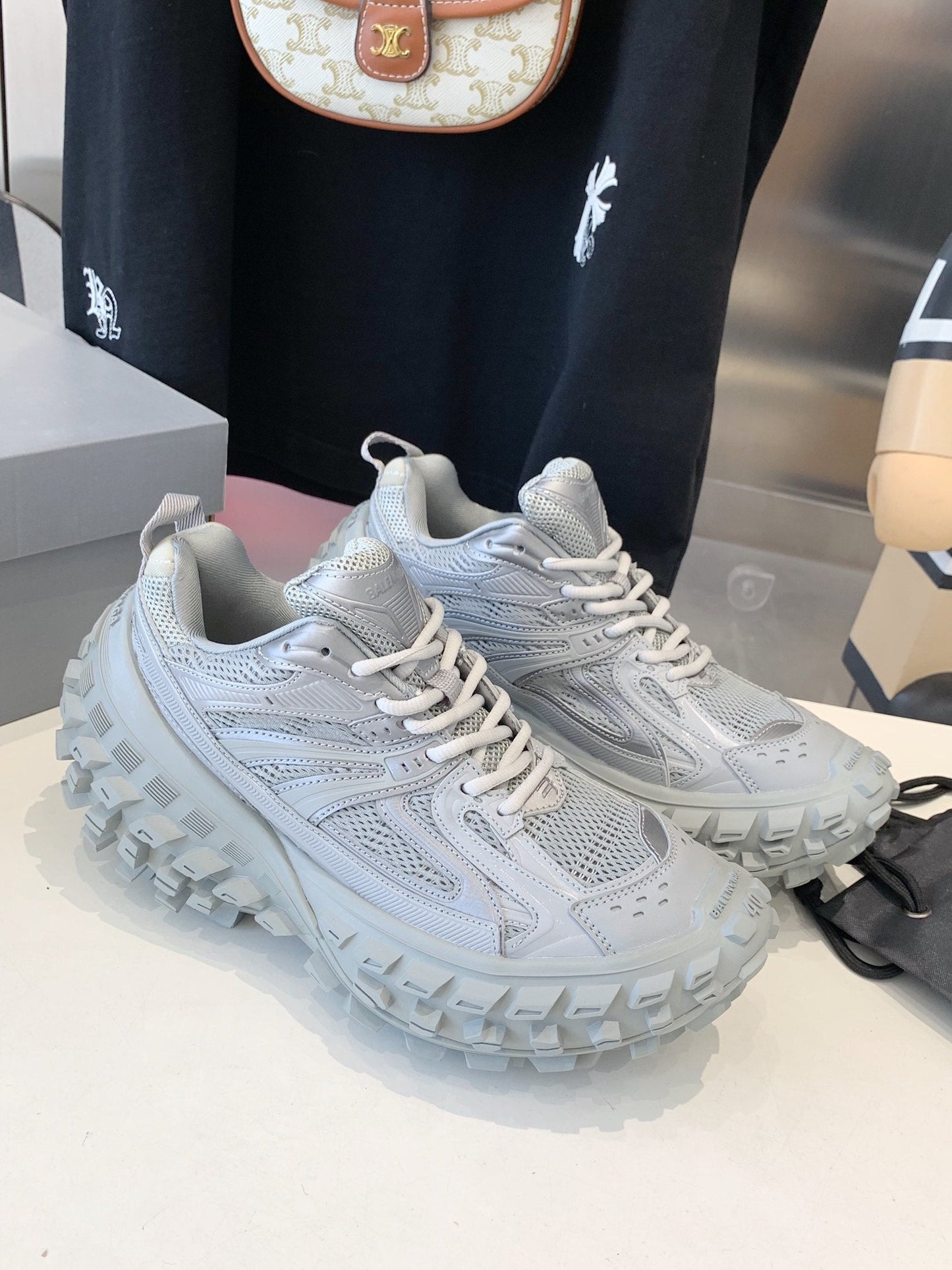 CHUNKY SNEAKERS IN BOMBAY GRAY POLYURETHANE, POLYESTER AND NYLON - 35