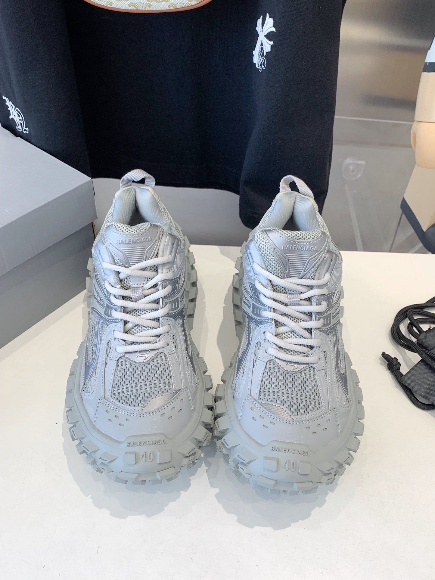 CHUNKY SNEAKERS IN BOMBAY GRAY POLYURETHANE, POLYESTER AND NYLON - 35