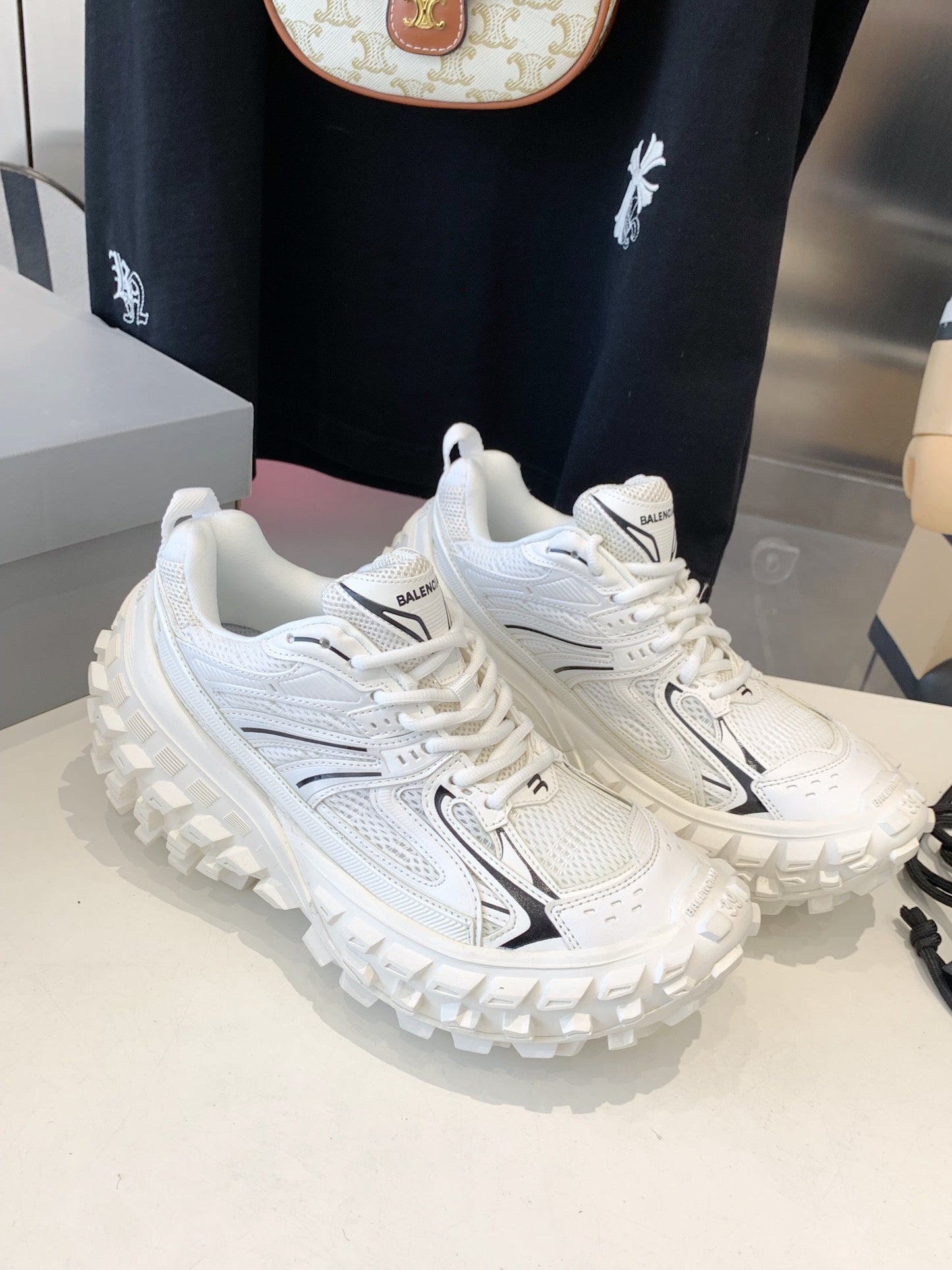 CHUNKY SNEAKERS IN WHITE MIX BLACK POLYURETHANE, POLYESTER AND NYLON - 35