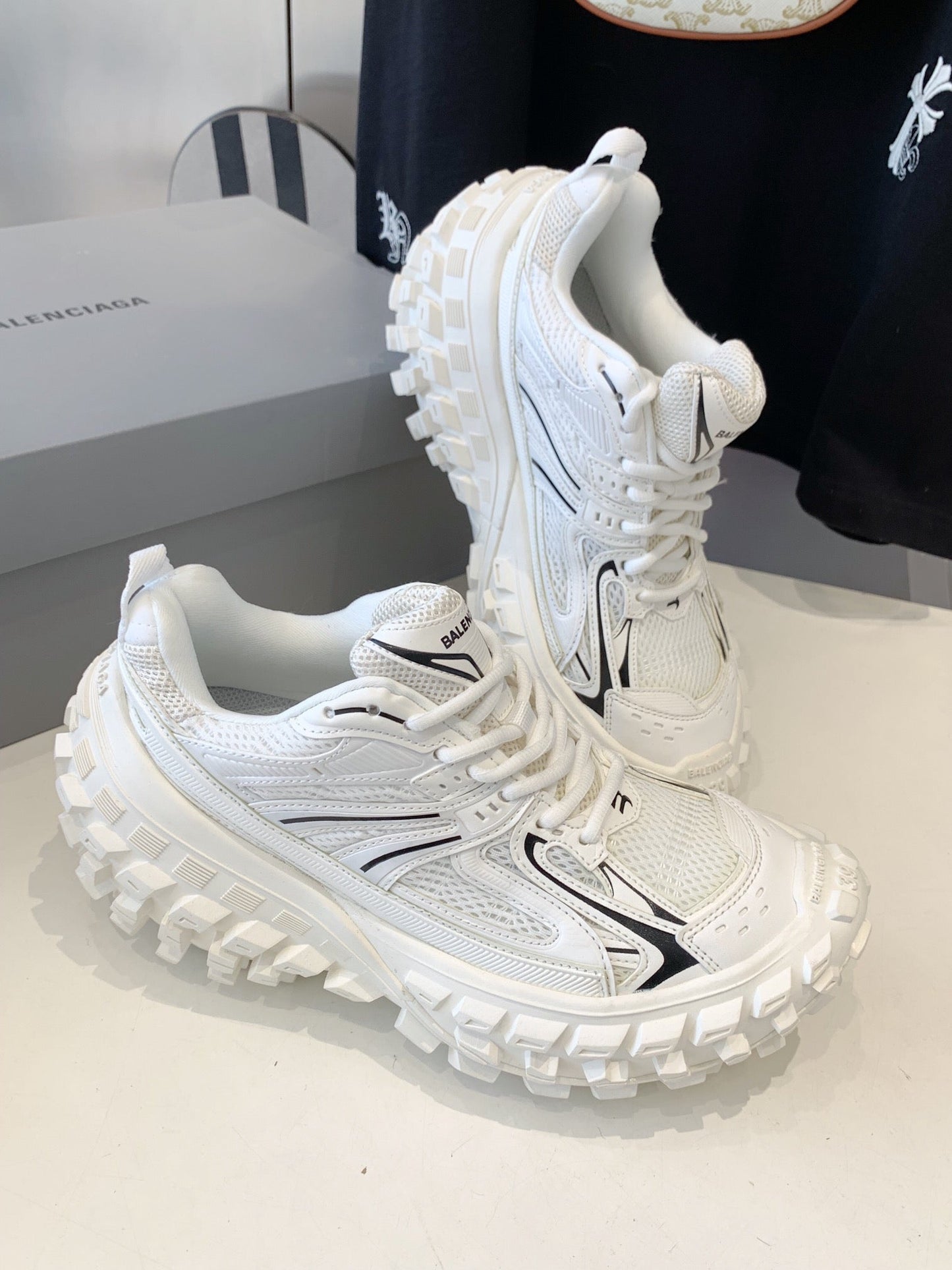 CHUNKY SNEAKERS IN WHITE MIX BLACK POLYURETHANE, POLYESTER AND NYLON - 35