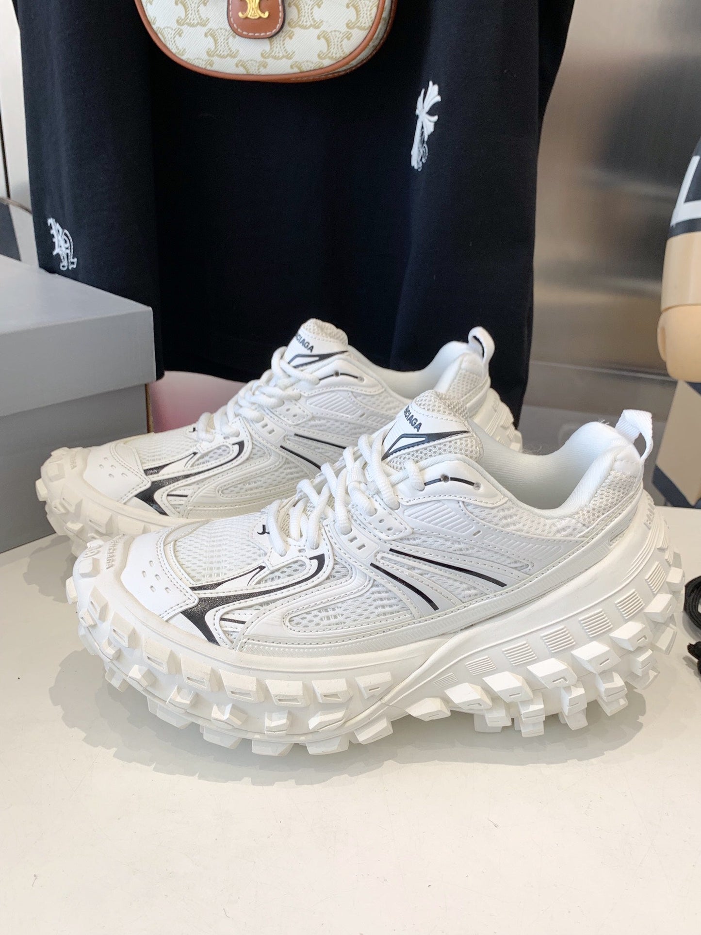 CHUNKY SNEAKERS IN WHITE MIX BLACK POLYURETHANE, POLYESTER AND NYLON - 35