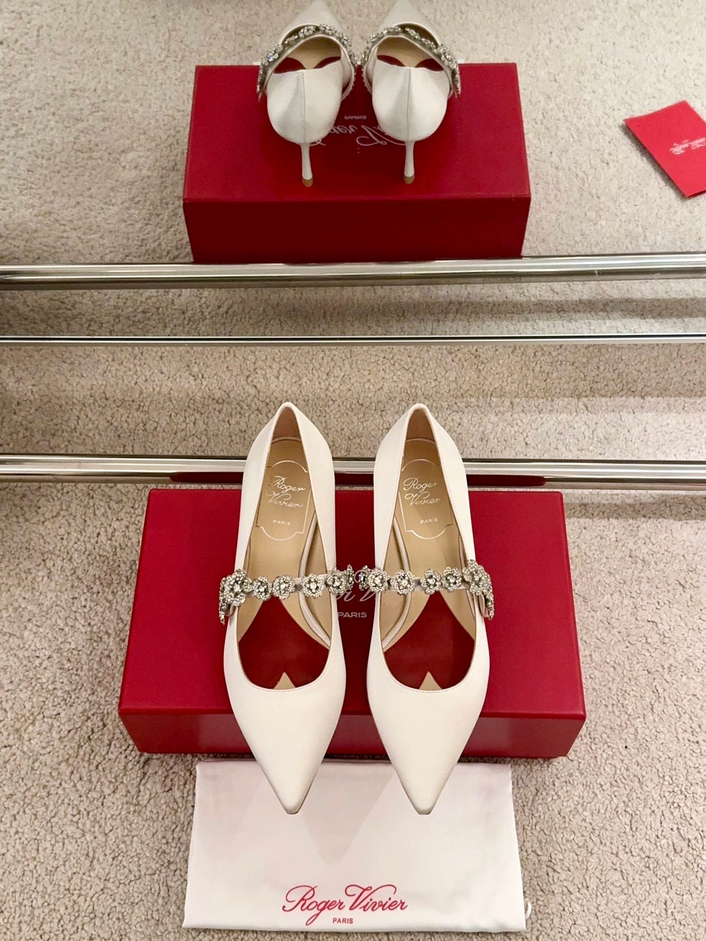 EFFLORESCENCE MARY JANE PUMPS IN WHITE SILK - 34