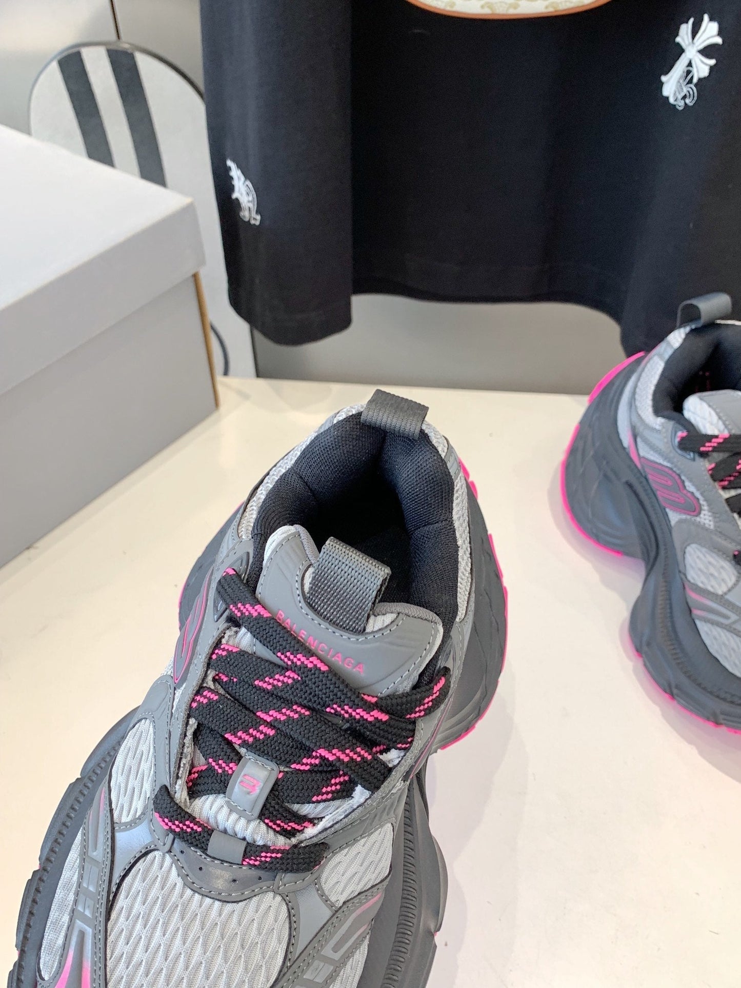 DAD SHOES IN GRAY MIX PINK MESH AND CALFSKIN - 35