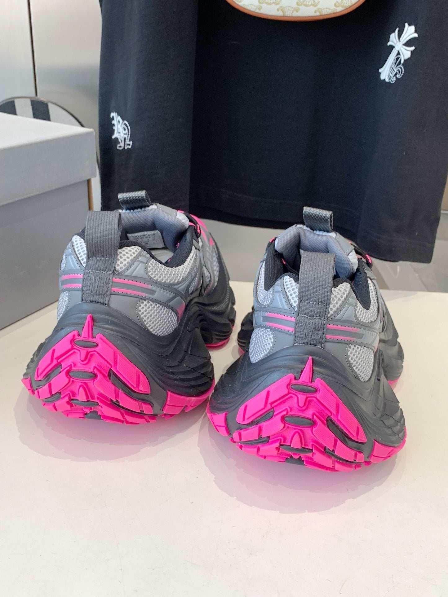 DAD SHOES IN GRAY MIX PINK MESH AND CALFSKIN - 35