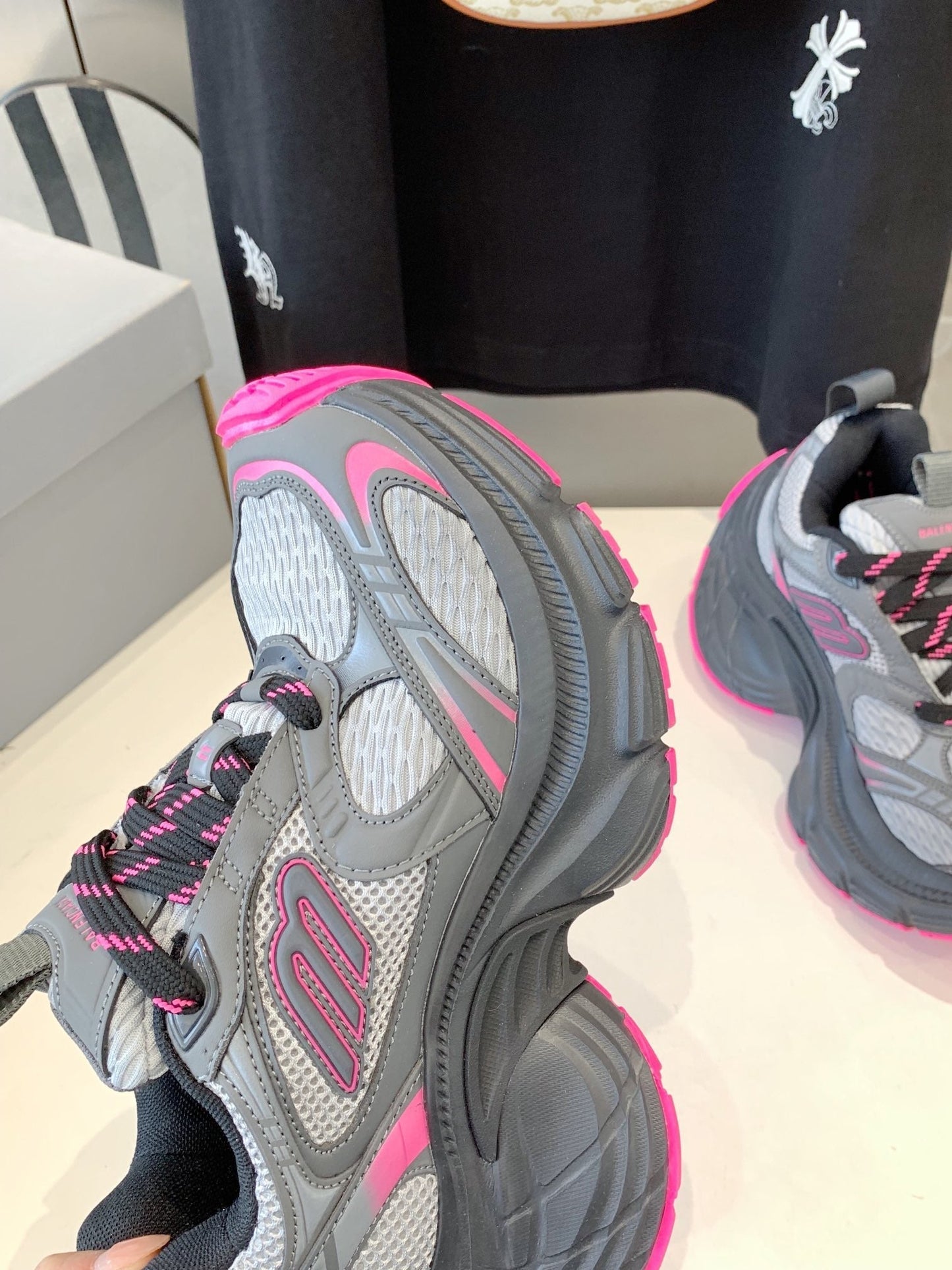 DAD SHOES IN GRAY MIX PINK MESH AND CALFSKIN - 35