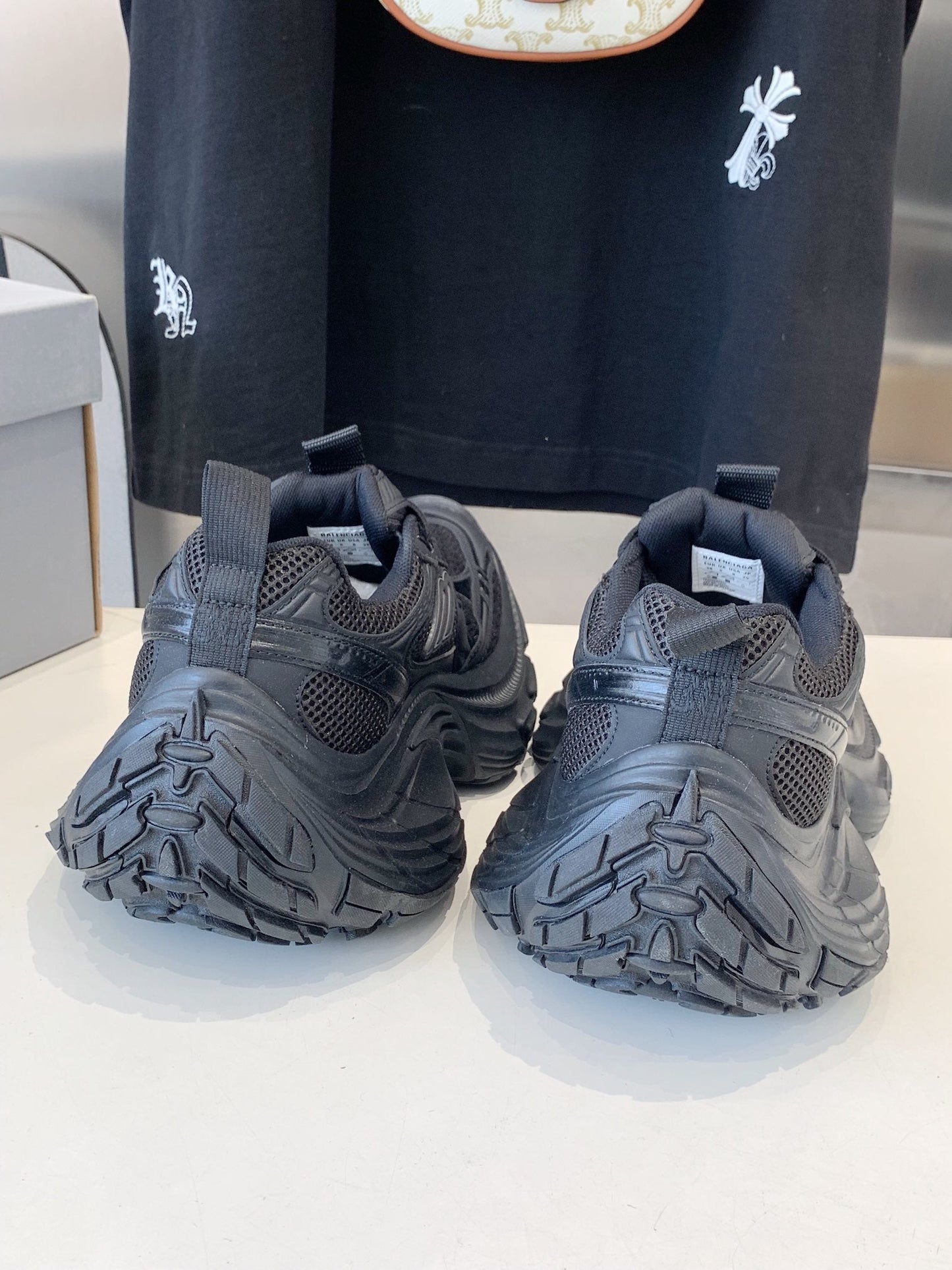 DAD SHOES IN BLACK MESH AND CALFSKIN - 35