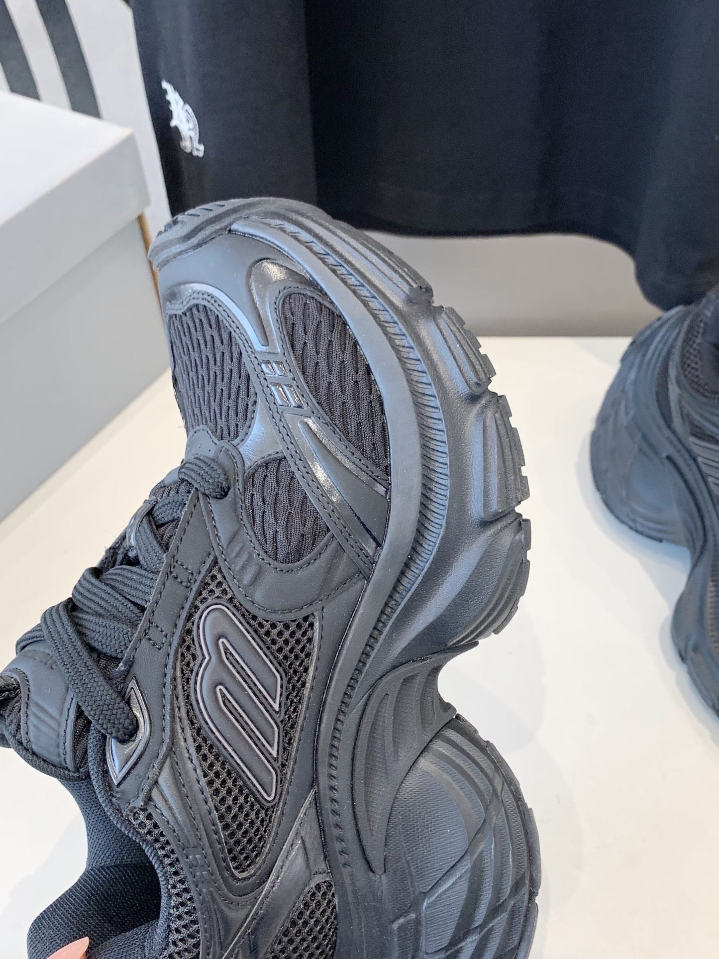 DAD SHOES IN BLACK MESH AND CALFSKIN - 35