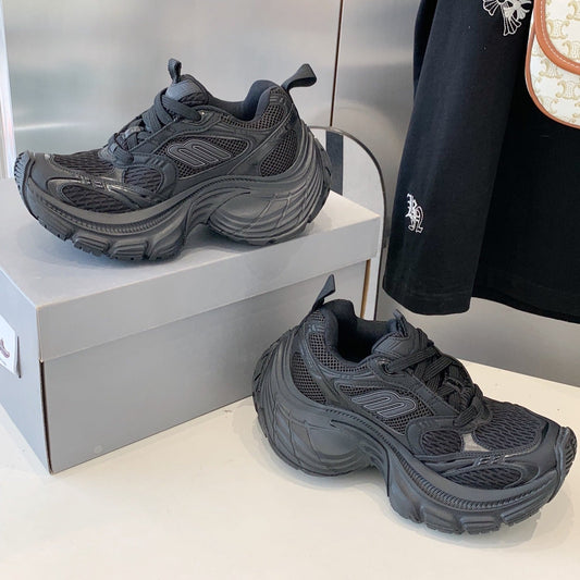 DAD SHOES IN BLACK MESH AND CALFSKIN - 35