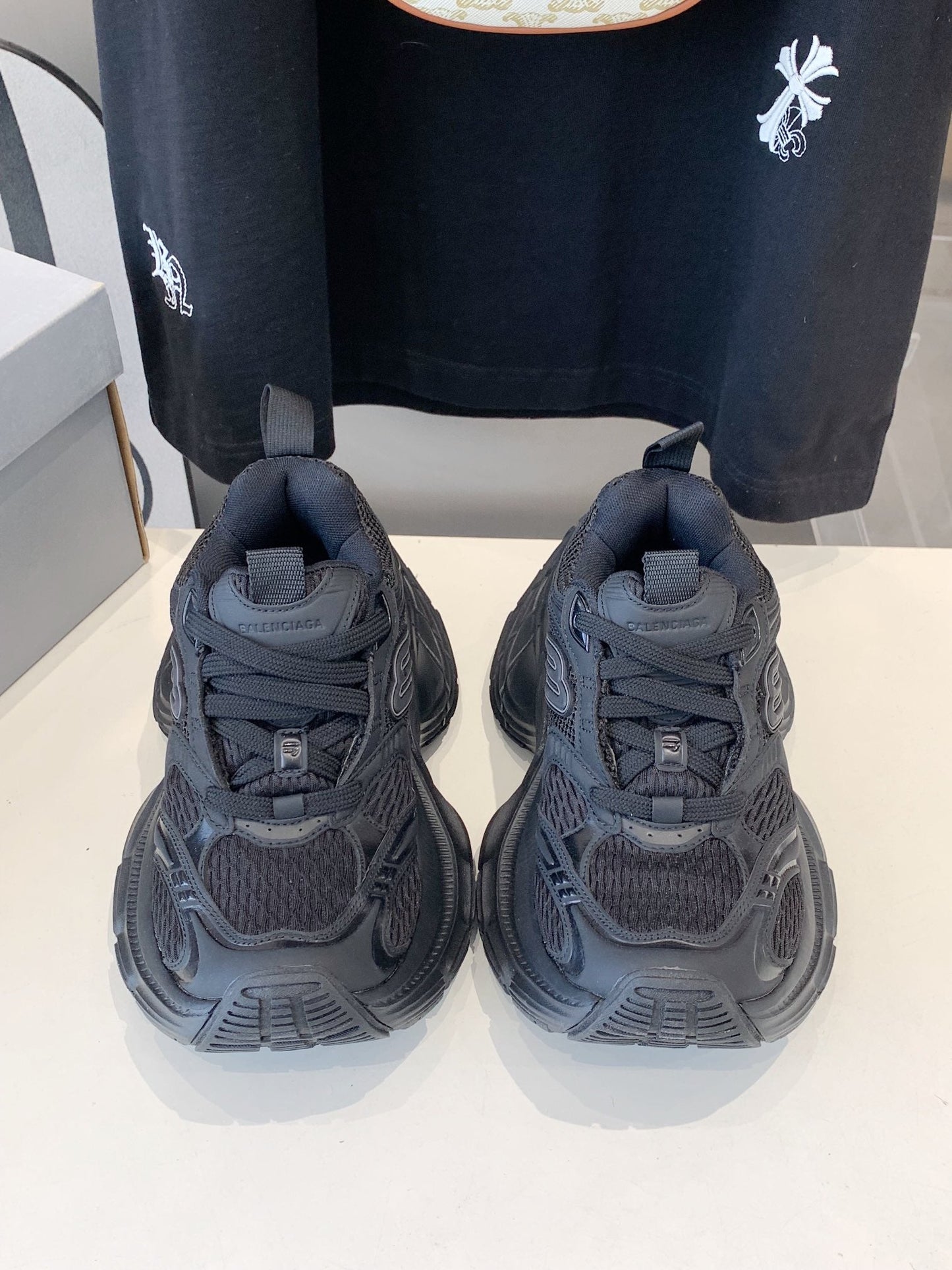 DAD SHOES IN BLACK MESH AND CALFSKIN - 35